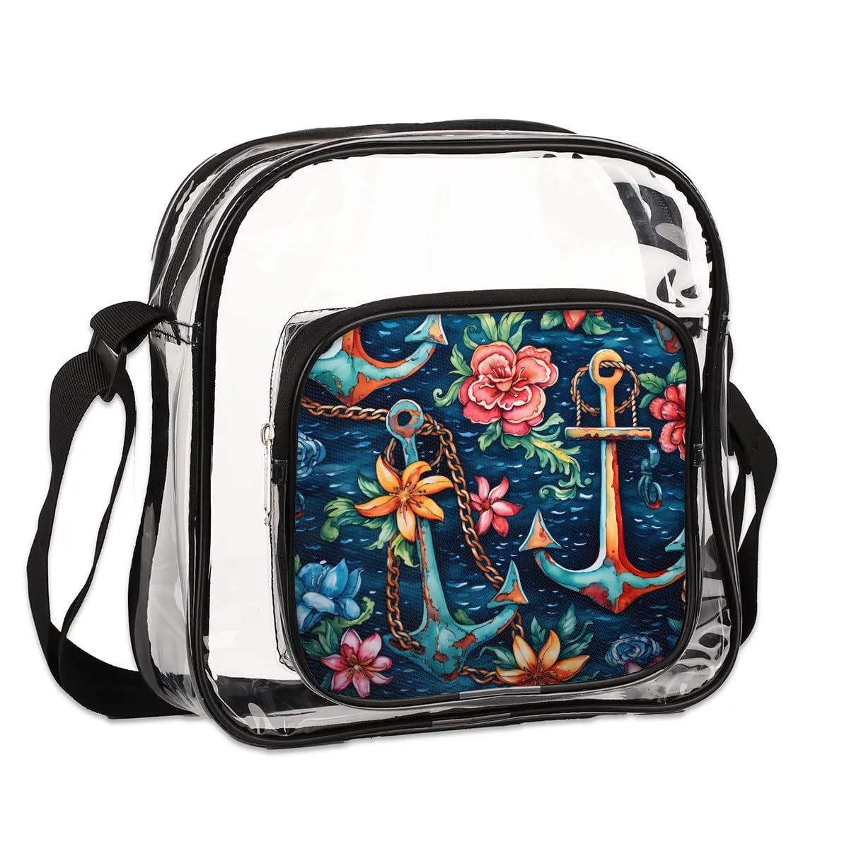 Skonsati Clear Crossbody Messenger Bag - Waterproof Transparent Fishing & Stadium Approved Purse for Women & Men - Perfect for Concerts, Travel & Outdoor Activities