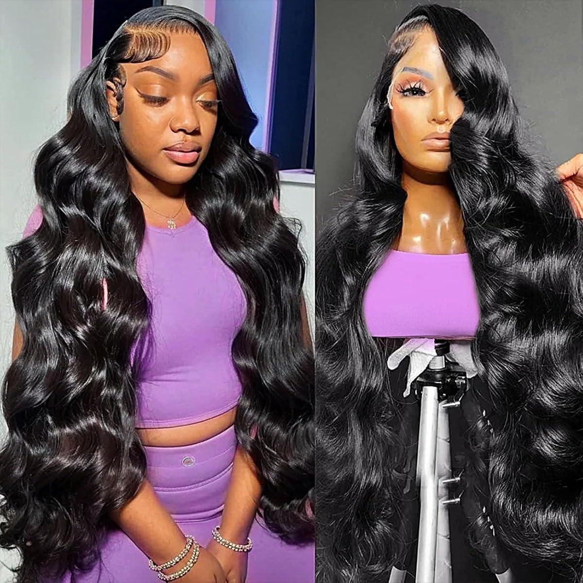 28 Inch Body Wave Lace Front Wig Human Hair - Long 13x4 HD Glueless Wigs for Women | Pre Plucked & Pre Cut | Perfect for Daily Wear, Parties & Cosplay