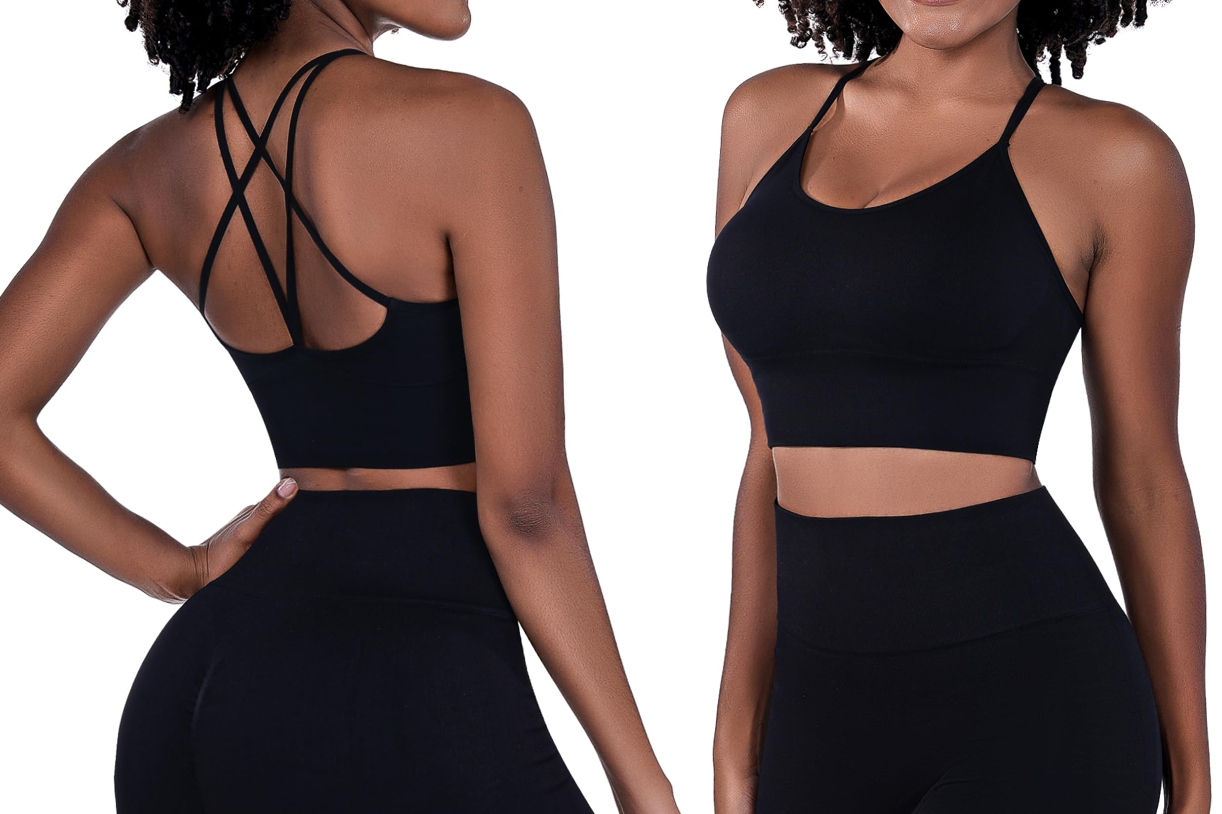 Sykooria 3 Pack Women's Strappy Sports Bra - Sexy Crisscross Yoga Running Gym Workout Tank Top - Perfect for Fitness, Yoga, Running & Athletic Activities