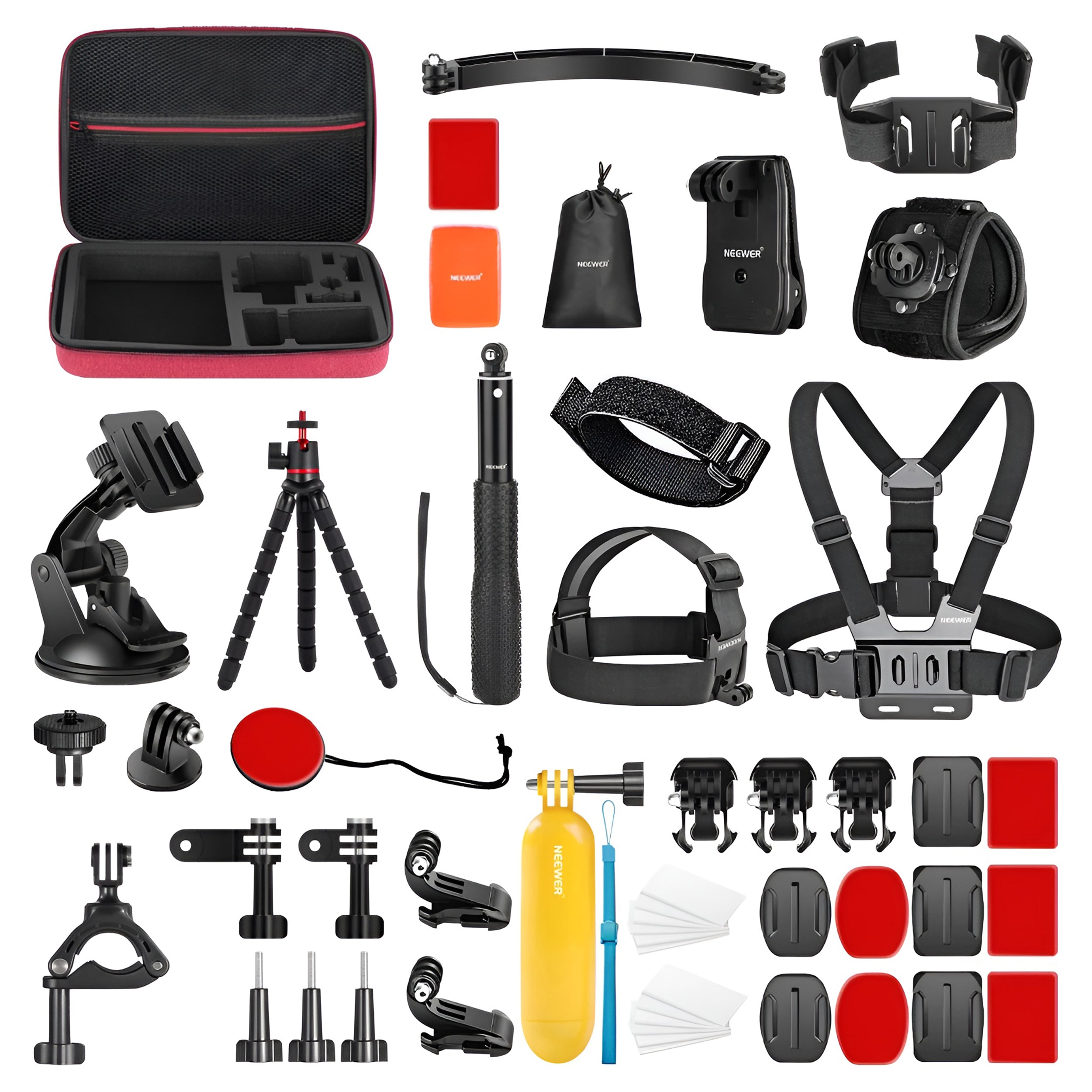 NEEWER 50-in-1 Action Camera Accessory Kit - Black | Compatible with GoPro Hero 11/10/9/8/7/6/5 | Waterproof Case, Mounts & More | Perfect for Vlogging, Travel & Outdoor Adventures