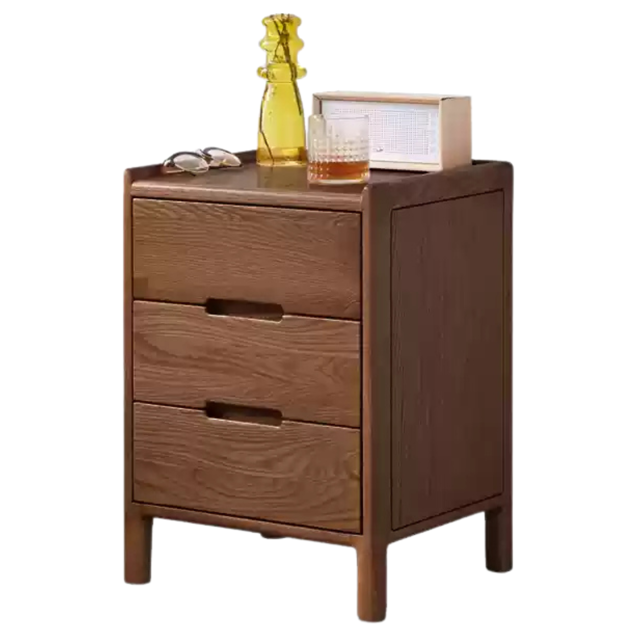 Solid Oak Wood Nightstand - Modern Nordic Style Bedside Table for Bedroom, Living Room, or Office