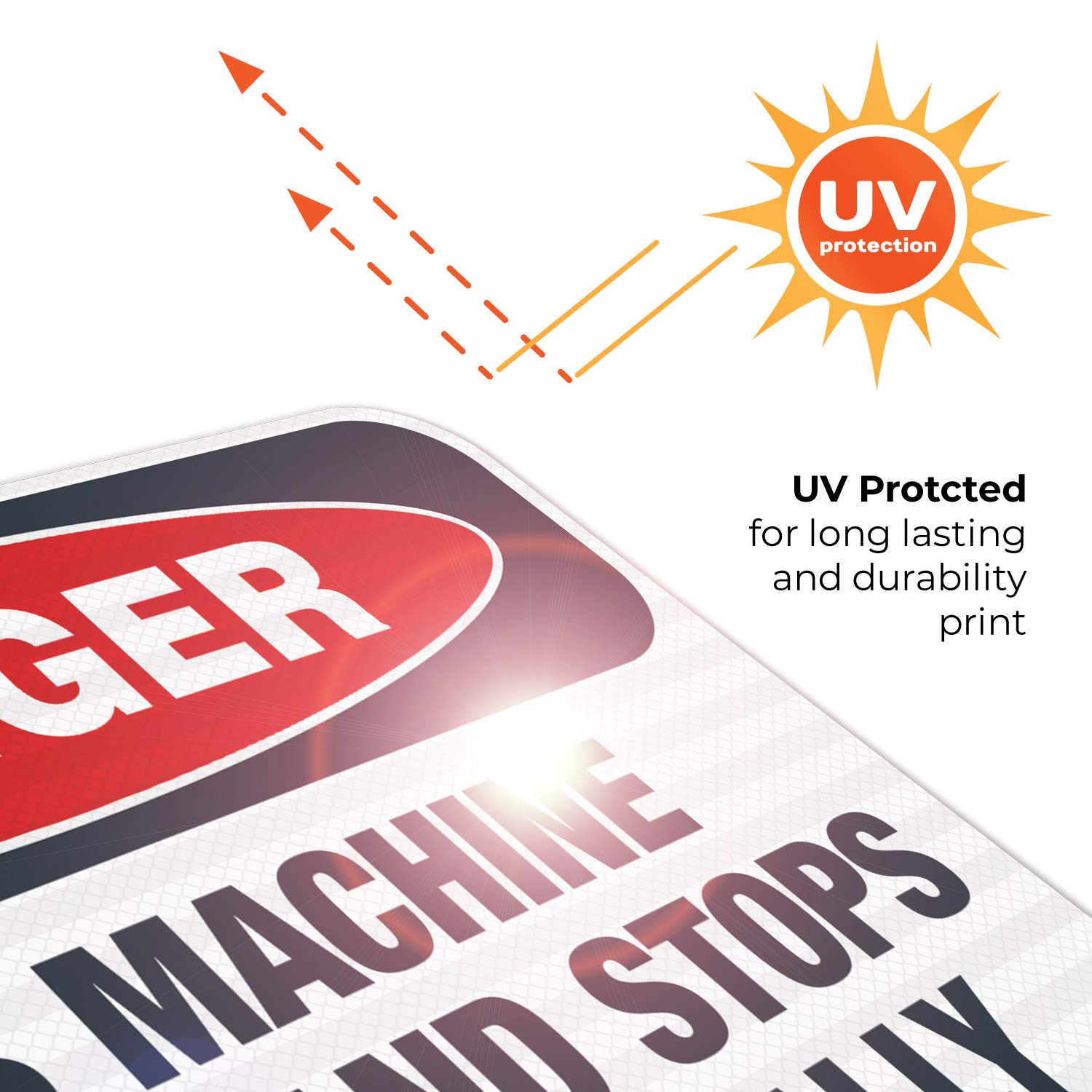 3M EGP Reflective OSHA Danger Sign - 'This Machine Starts and Stops Automatically' - 12x18 Inches Aluminum Safety Sign for Factories & Workplaces | Fade Resistant, Indoor/Outdoor Use | Made in USA | Ideal for Industrial Equipment, Construction Sites & Manufacturing Facilities