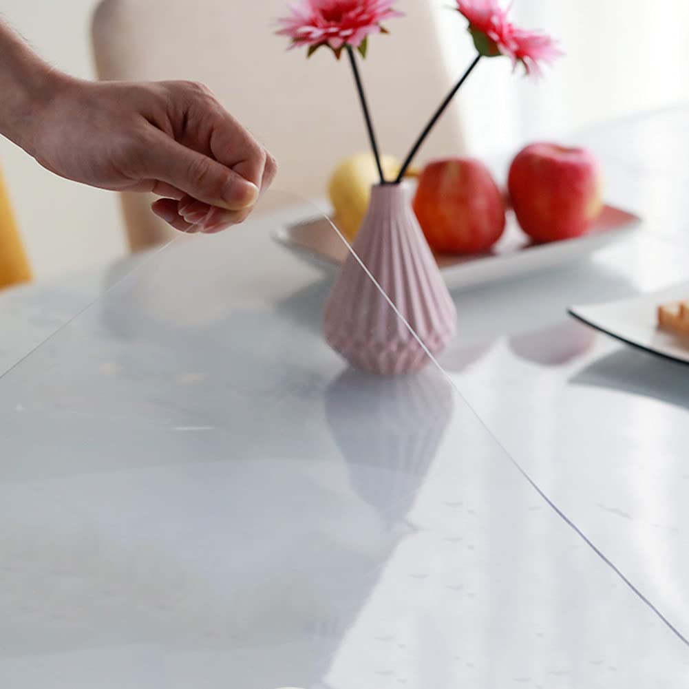 Clear Plastic Tablecloth - 60 x 84 Inch (152x213cm) Waterproof Transparent Table Cover for Dining Room, Kitchen, Party & Outdoor Use - Durable & Easy Clean Desk Protector Mat for Family Gatherings, Restaurants & Events