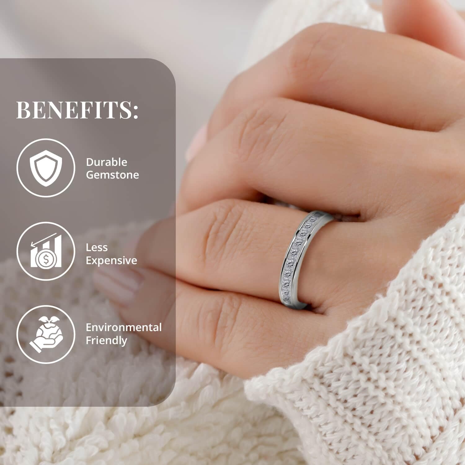 Moissanite Half Eternity Band Ring for Women - 925 Sterling Silver Promise & Engagement Ring - Perfect for Anniversary, Wedding, Birthday Gifts - Elegant Jewelry for Special Occasions