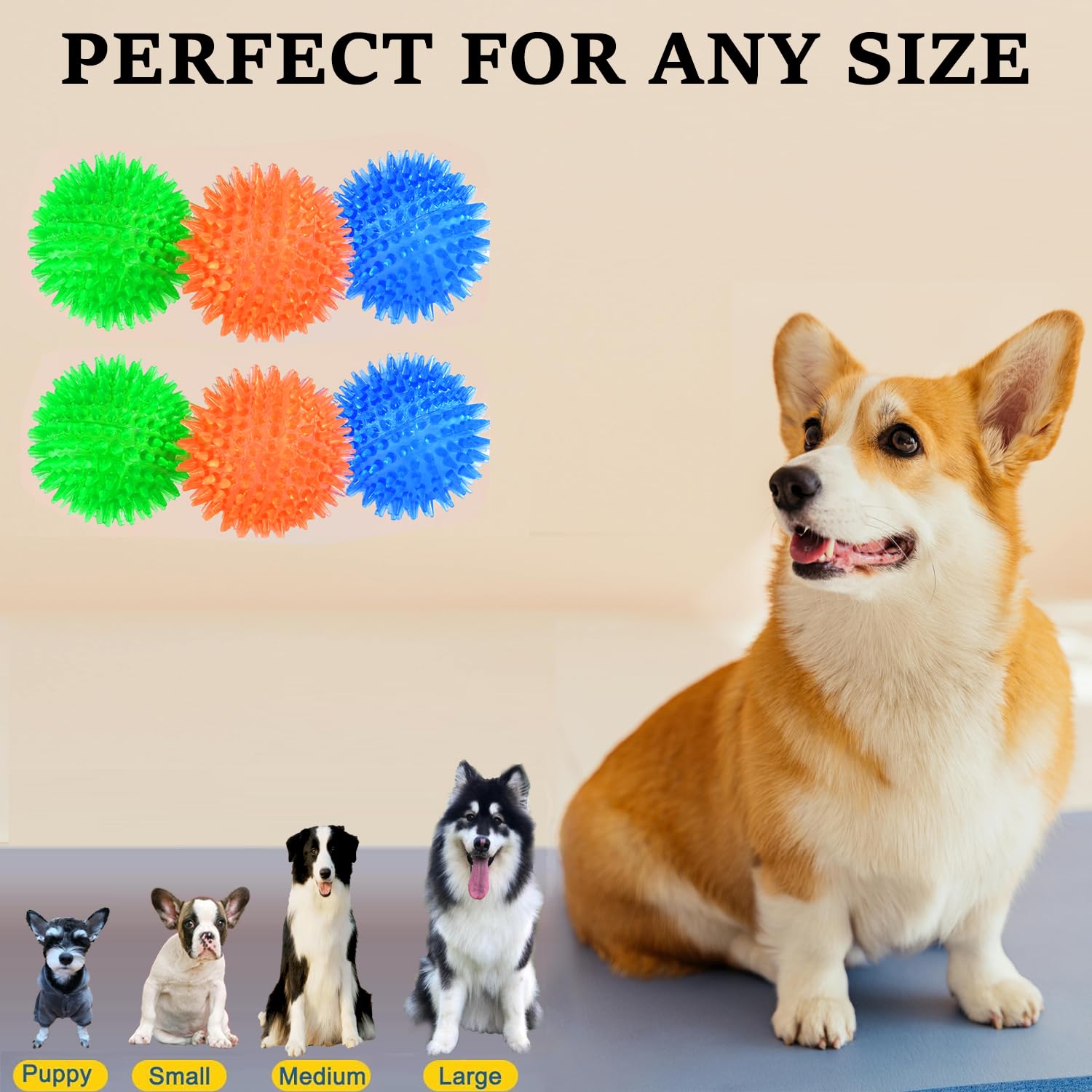 **Yenlk Squeaky Dog Ball Toys - 6 Pack Spiky Chew Balls for Small & Medium Dogs, Floating Pool & Fetch Toys, TPR Rubber Teeth Cleaning Chew Toys for Puppies - Perfect for Playtime, Training & Boredom Relief**
