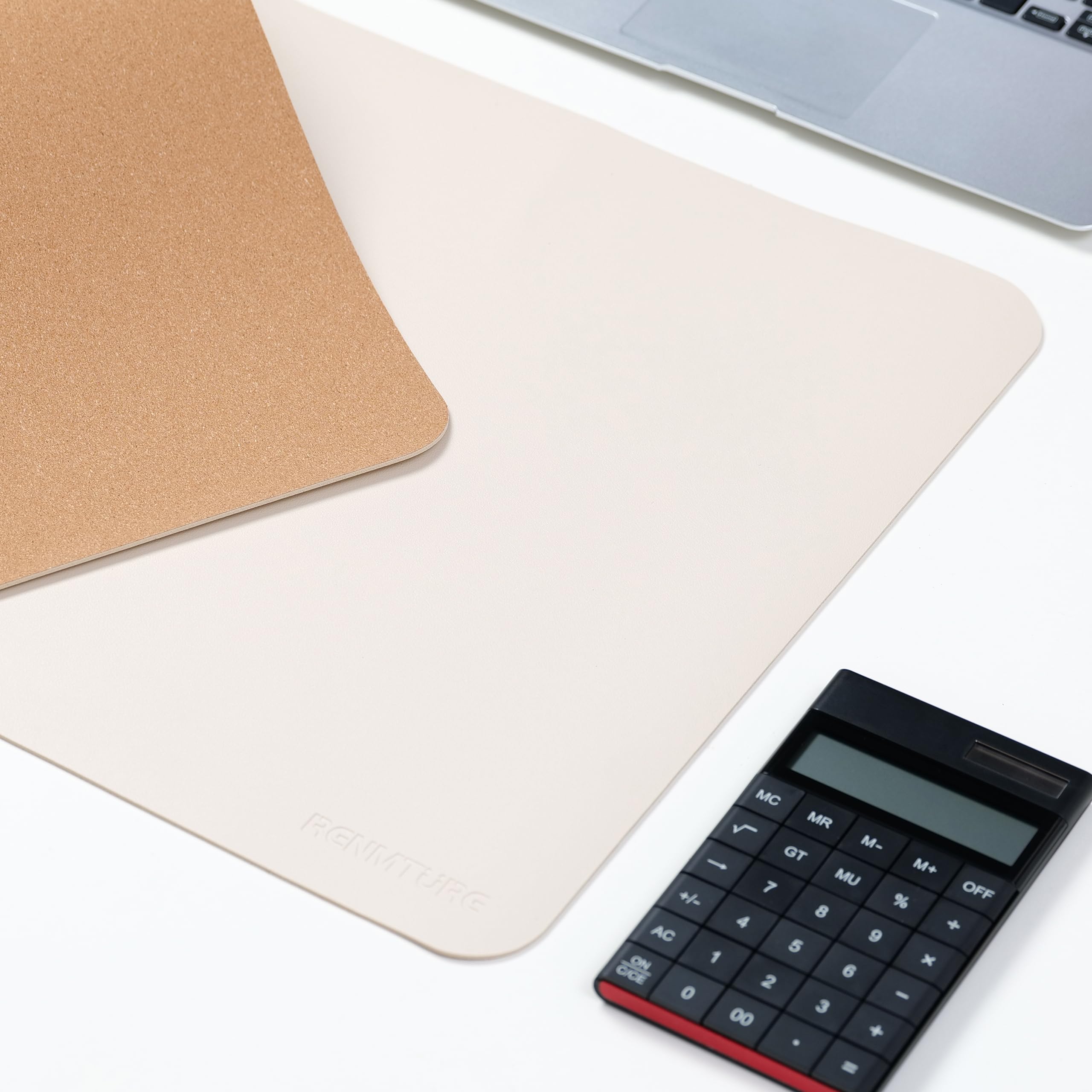 Premium Dual-Sided Desk Pad - Faux Leather & Natural Cork Mouse Mat (36