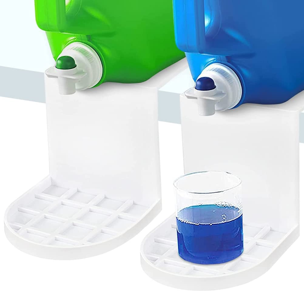 Laundry Detergent Holder & Drip Catcher Tray - Plastic Detergent Cup Organizer for Liquid Soap and Fabric Softener | Fits Under Spigot, Prevents Mess in Laundry Room