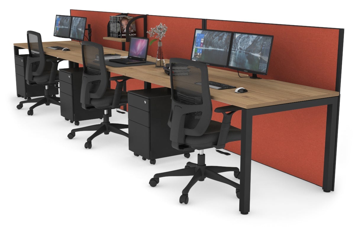 Horizon Quadro 3-Person Office Workstation with Square Legs - 1200L x 800W Dimensions, Cable Management Scallop - Perfect for Collaborative Workspaces & Modern Offices