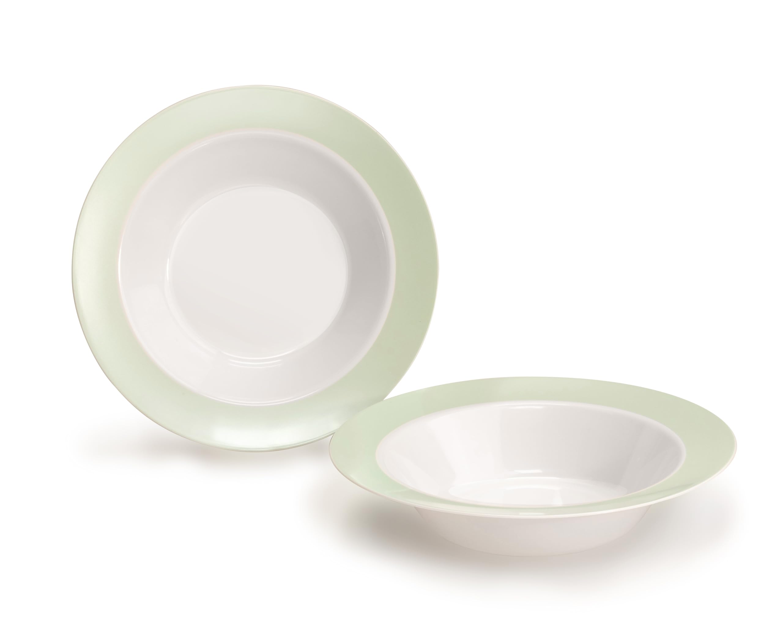 60-Piece Disposable Plastic Plates & Bowls Set - 12oz Soup Bowls for Weddings, Parties & Events (White & Pearled Green) - Perfect for Catering, Picnics & Family Gatherings