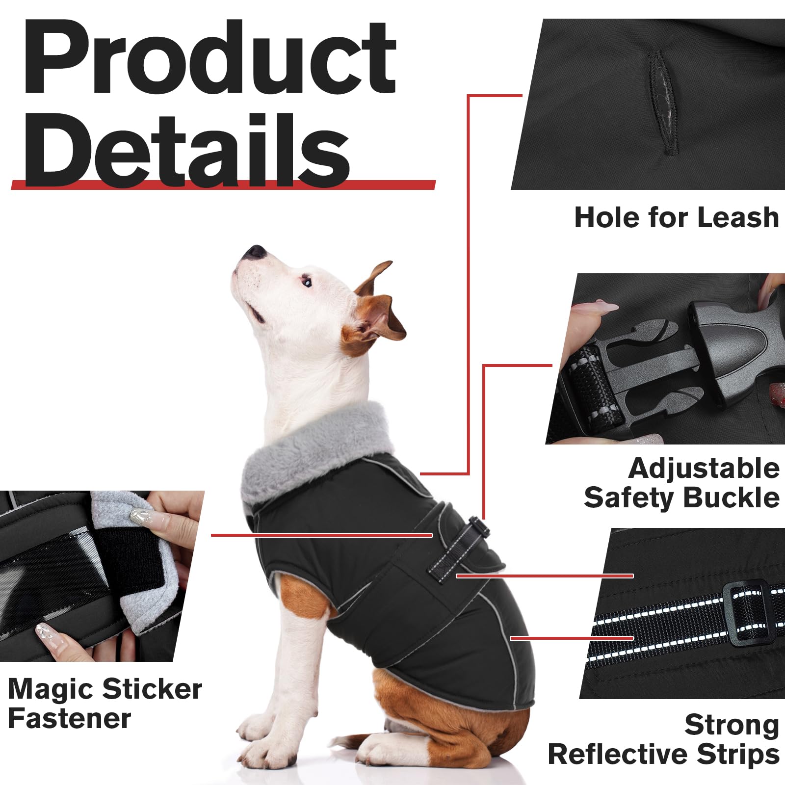 Lelepet Reflective Fleece Dog Jacket - Waterproof & Windproof Winter Coat for Large Dogs (XL) - Perfect for Outdoor Walks, Hiking, and Cold Weather Protection