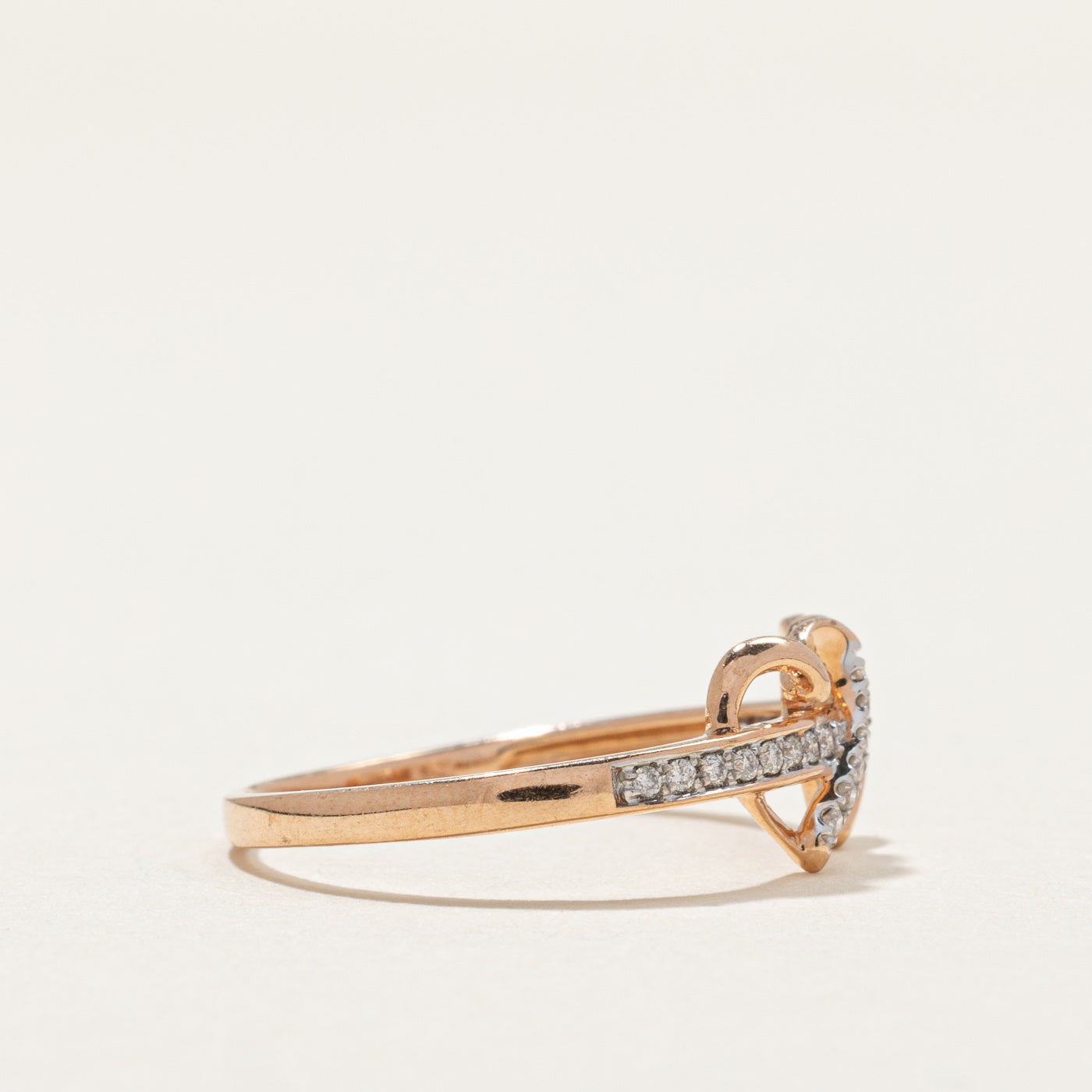 Two Hearts Semi Eternity Ring | 0.07ctw Diamond Wedding Band | Size 6.5 | Perfect for Anniversary, Engagement & Romantic Gifts