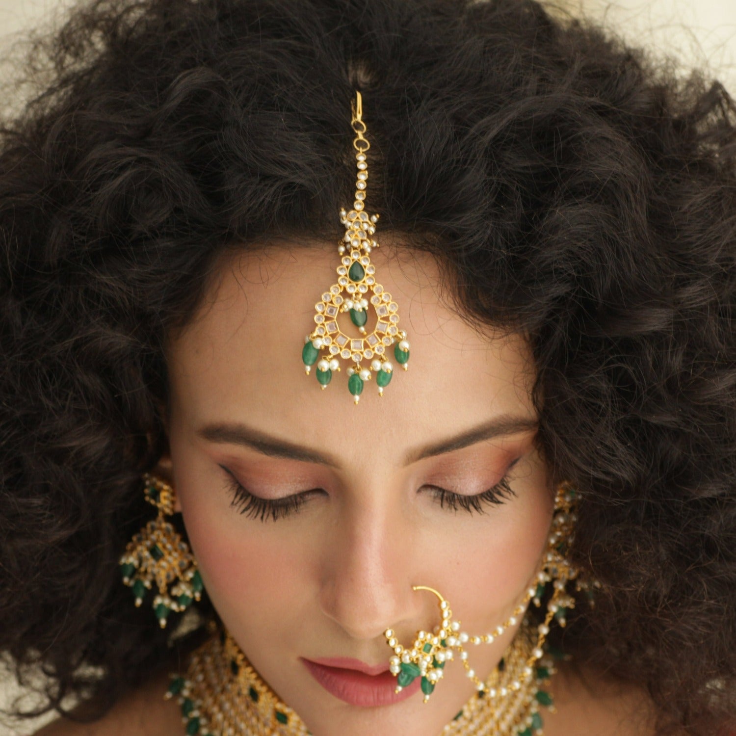 Ogan Kundan Bridal Jewelry Set - Exquisite Indian Wedding Necklace & Earrings Set for Brides - Perfect for Weddings, Engagements & Special Occasions
