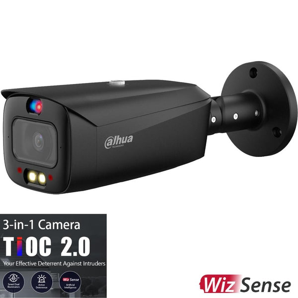 Dahua 6MP Tioc 2.0 Active Deterrence Bullet Security Camera - Outdoor Fixed Surveillance, Night Vision, IP66 Weatherproof (Model: DH-IPC-HFW3649T1-AS-PV-ANZ-BLK) - Perfect for Home Security, Business Monitoring & Property Protection