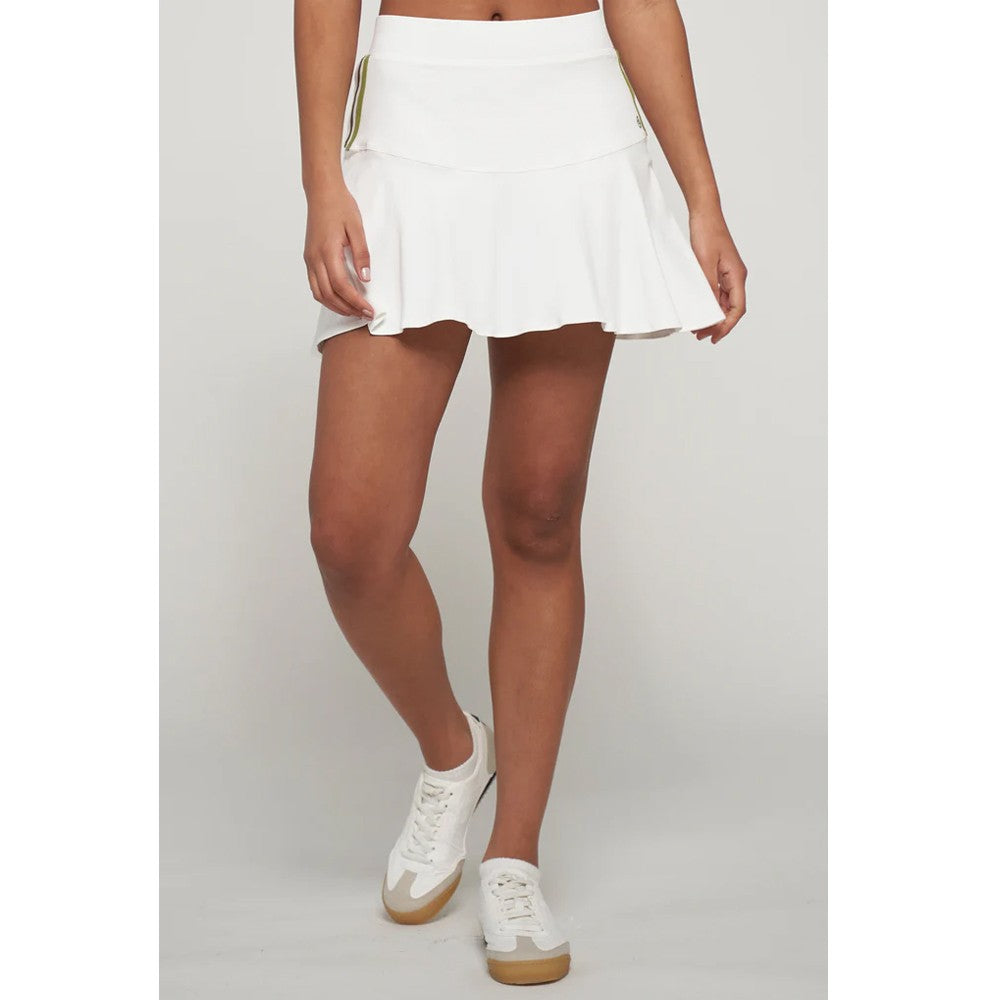 Lija Women's Don't Stop Me Now Dash 15 Skirt - White/Olive - Running, Yoga & Activewear for Women