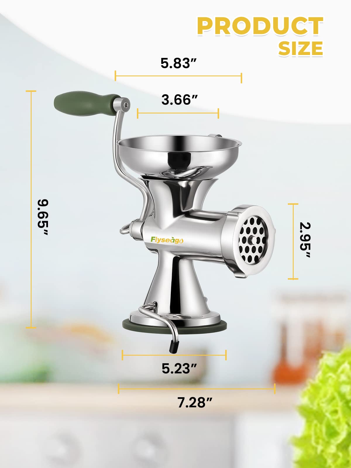 Stainless Steel Manual Meat Grinder - Hand Cranked Sausage Stuffer & Food Mincer for Ground Beef, Vegetables - Home Kitchen Processor, Dishwasher Safe (#8 Size) - Perfect for Homemade Burgers, Sausages & Meal Prep