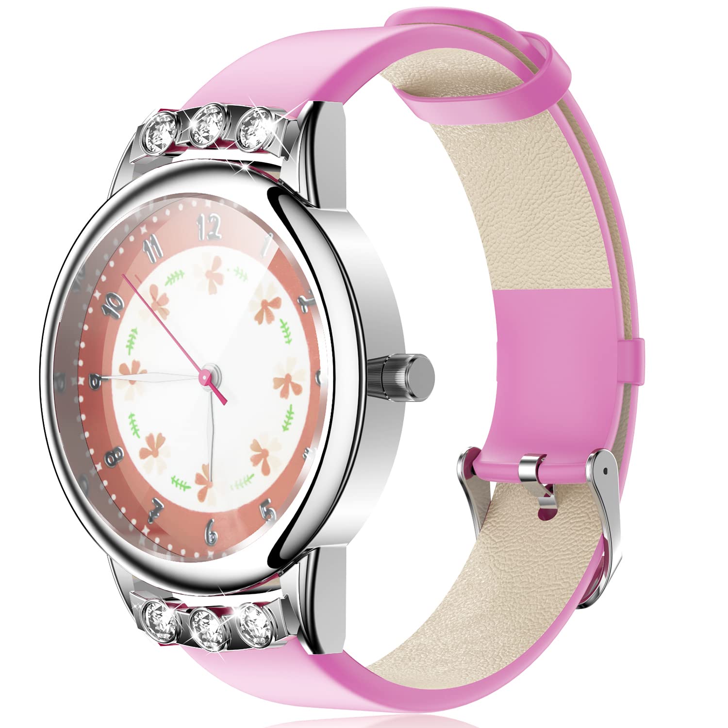 PASNEW Girls Watch with Flower Dial - Waterproof Analog Quartz for Kids | School & Play