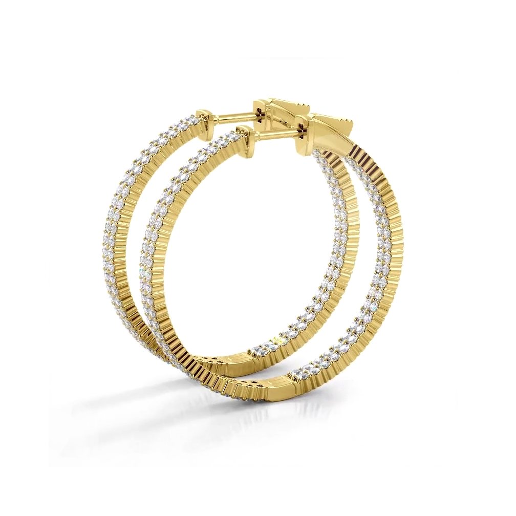 2.0 CTW Double Row Inside Out Diamond Hoop Earrings - Classic Shared Prong Design for Women | Perfect for Weddings, Parties & Everyday Elegance