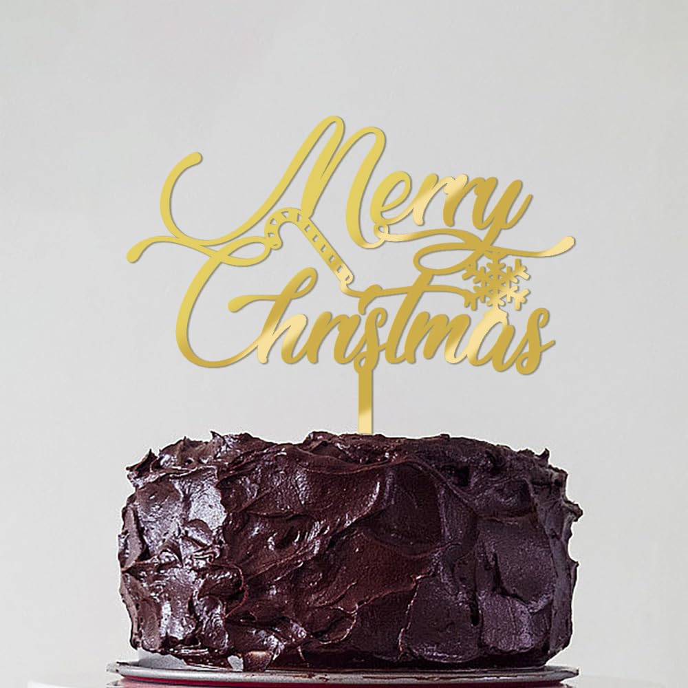 Glitter Acrylic Merry Christmas Cake Topper - Winter Holiday Party Decor for Kids & Adults - Perfect for Christmas Cakes, Cupcakes, Desserts & Festive Home Decorations