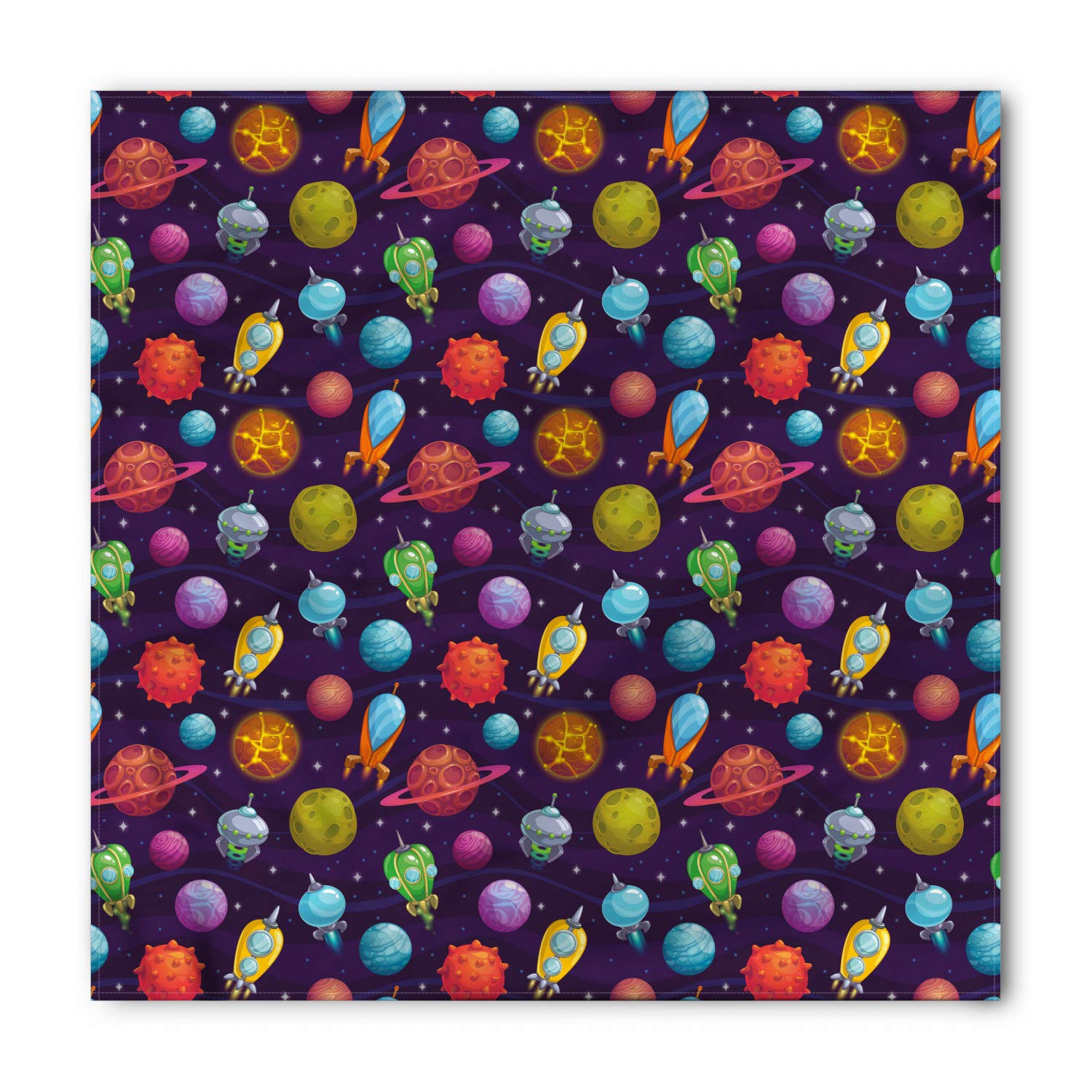 Lunarable Outer Space Bandana with Planets & Spaceships - Unisex Head & Neck Scarf for Astronomy Lovers, Outdoor Adventures & Cosplay