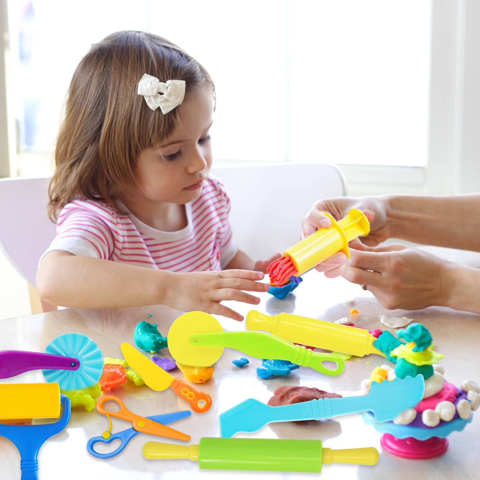 9-Piece Playdough Tool Set for Kids Ages 4-8 - Includes Cutters, Roller, Rolling Pins & Safety Scissors - Creative Dough Accessories for Arts, Crafts & Sensory Play - Perfect for Preschool Learning & Birthday Gifts