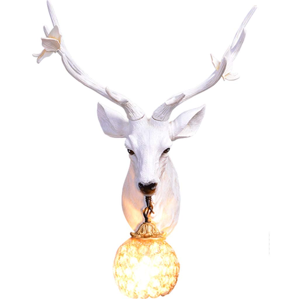 Deer Head Wall Lamp - Crystal Lampshade & Resin Body for Living Room, Bedroom, Bar Decor - Lucky Antler Lighting for Home & Commercial Spaces