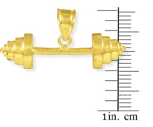 14K Gold Weightlifting Barbell Pendant Necklace - Gym Jewelry for Athletes & Fitness Lovers - Perfect Workout Gift for Bodybuilders & CrossFit Enthusiasts