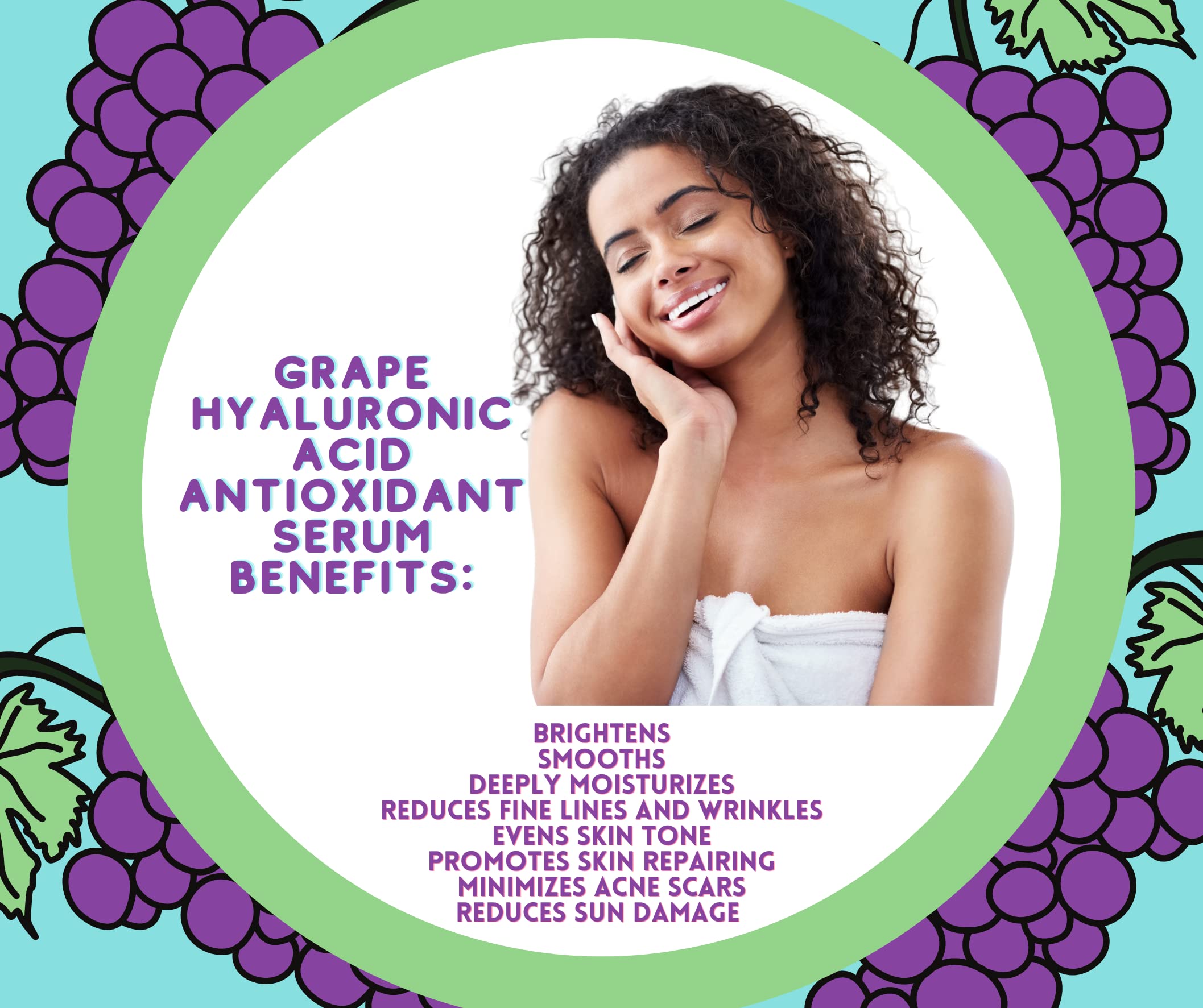 Best Vitamin C Serum for Face with Hyaluronic Acid & Grape Seed Extract - Antioxidant, Hydrating & Anti-Aging Serum for Wrinkles, Fine Lines, Acne Scars & Sun Damage - Cruelty Free Skincare for Daily Glow & Night Repair
