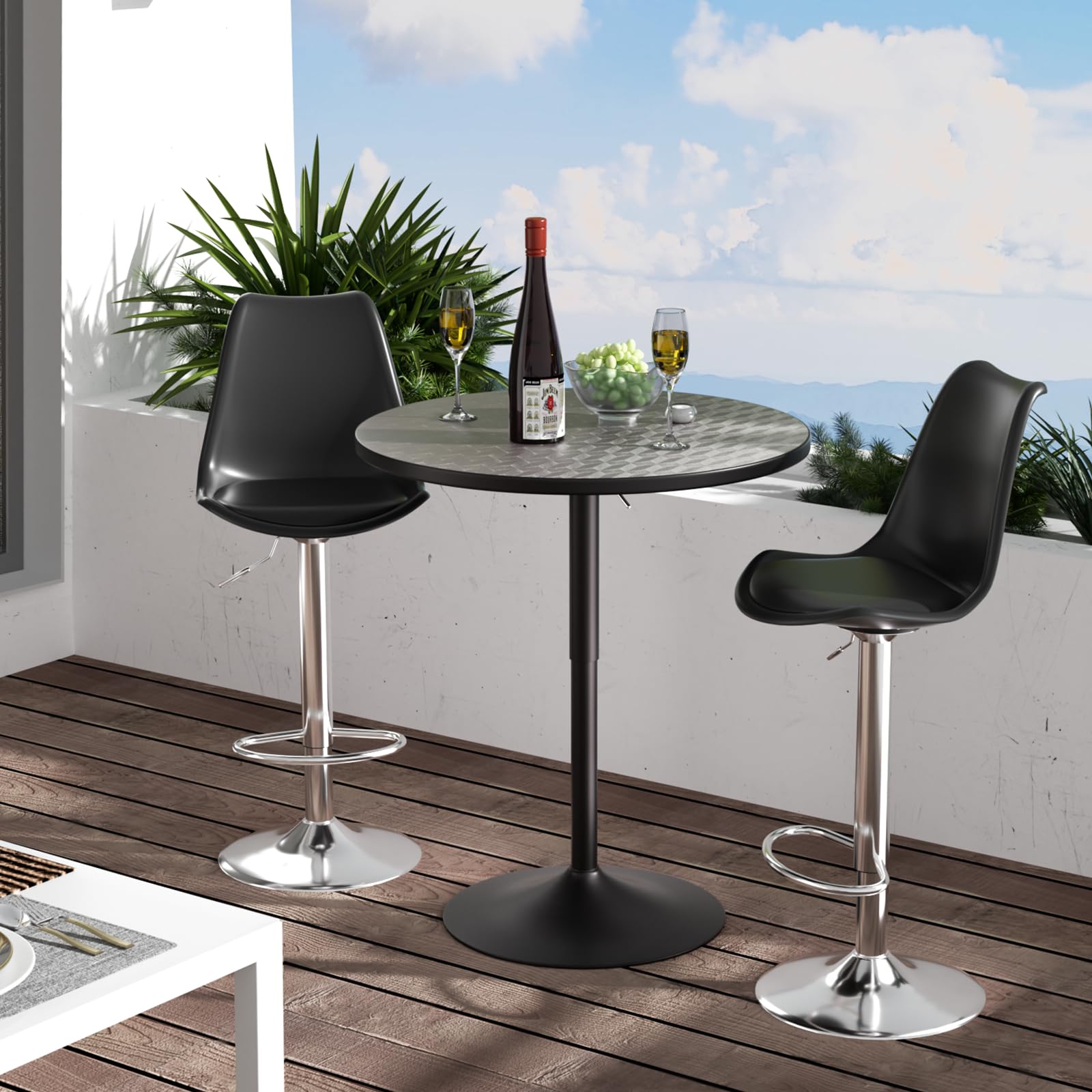 31.5 Inch Round Adjustable Height Pub Table - 27.5