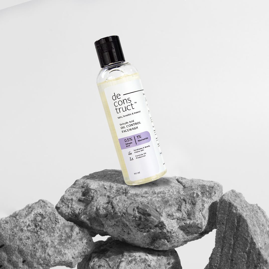 Deconstruct Salicylic Acid Oil Control Face Wash - 0.5% Salicylic Acid & 1% Niacinamide for Oily, Acne-Prone Skin | Gentle Acne Treatment & Oil Balancing Cleanser (100ml) | Perfect for Daily Skincare Routine & Breakout Prevention