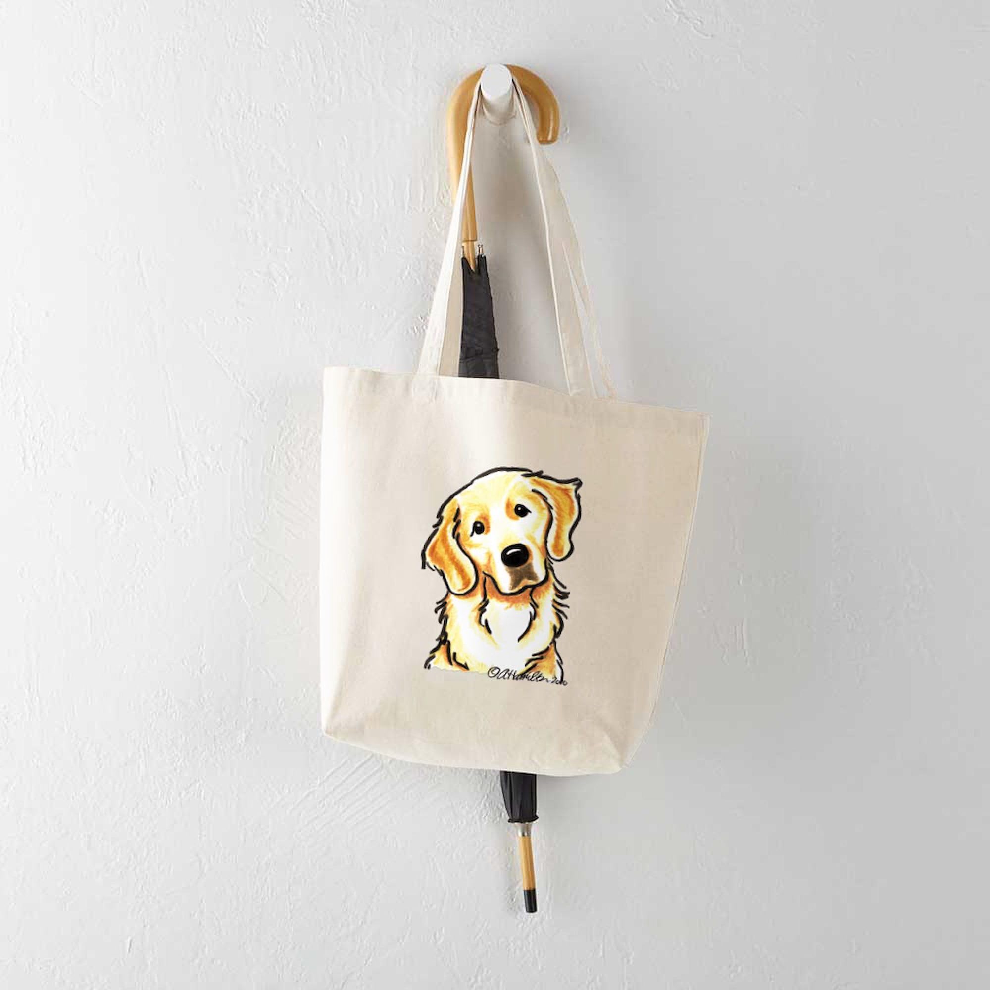 Golden Retriever Portrait Canvas Tote Bag - Eco-Friendly Reusable Shopping Bag for Groceries, Beach & Daily Use | Cute Dog Lover Gift
