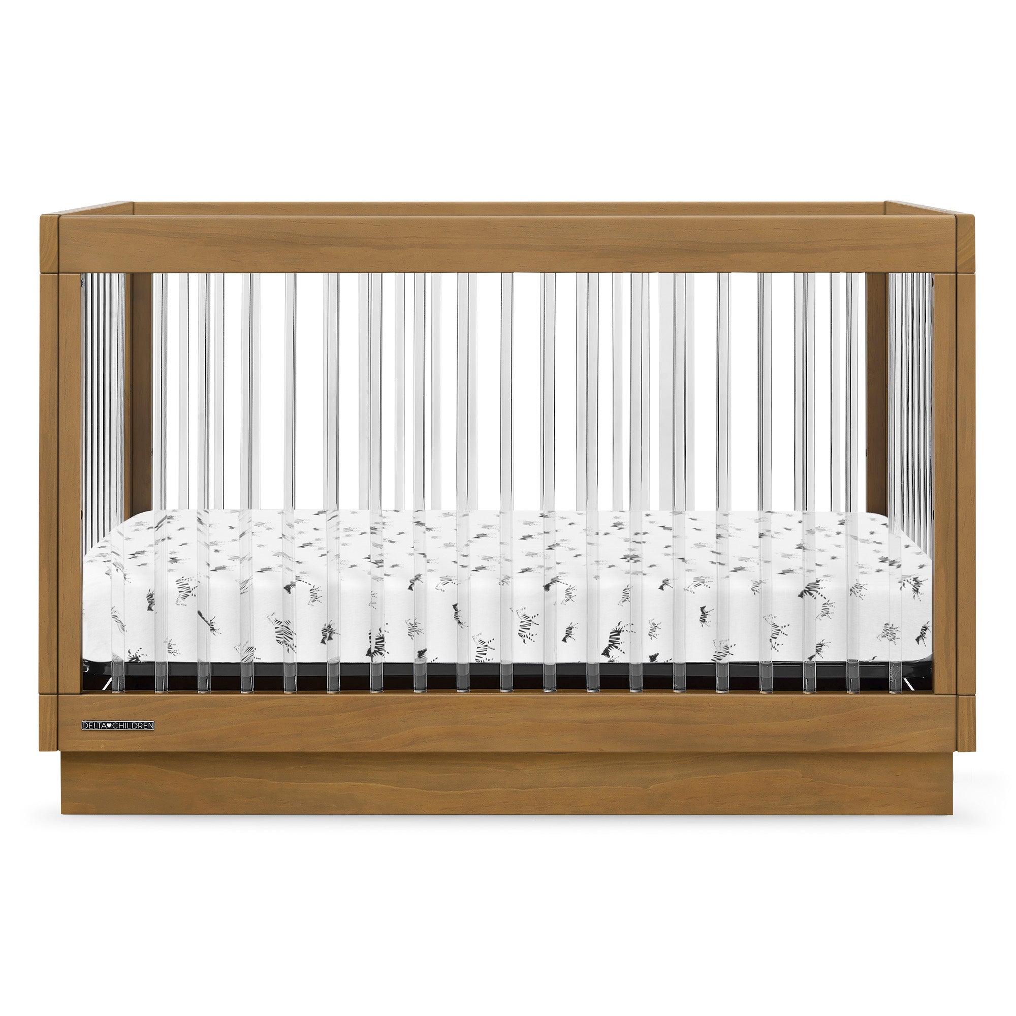 James Acrylic 4-in-1 Convertible Baby Crib - Toddler Bed, Daybed & Full-Size Frame | Modern Nursery Furniture for Boys & Girls | Perfect for Small Spaces & Minimalist Bedrooms