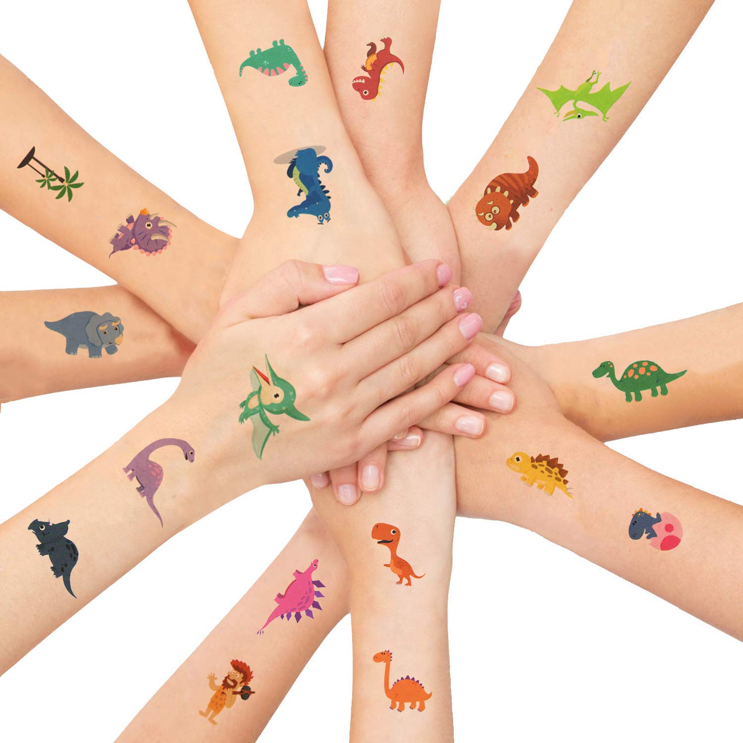 Dinosaur Temporary Tattoos for Kids - 10 Sheet Set | Waterproof Fake Tattoo Stickers for Hands, Arms & Body | Perfect for Birthday Parties, Halloween Costumes & Dress-Up Play