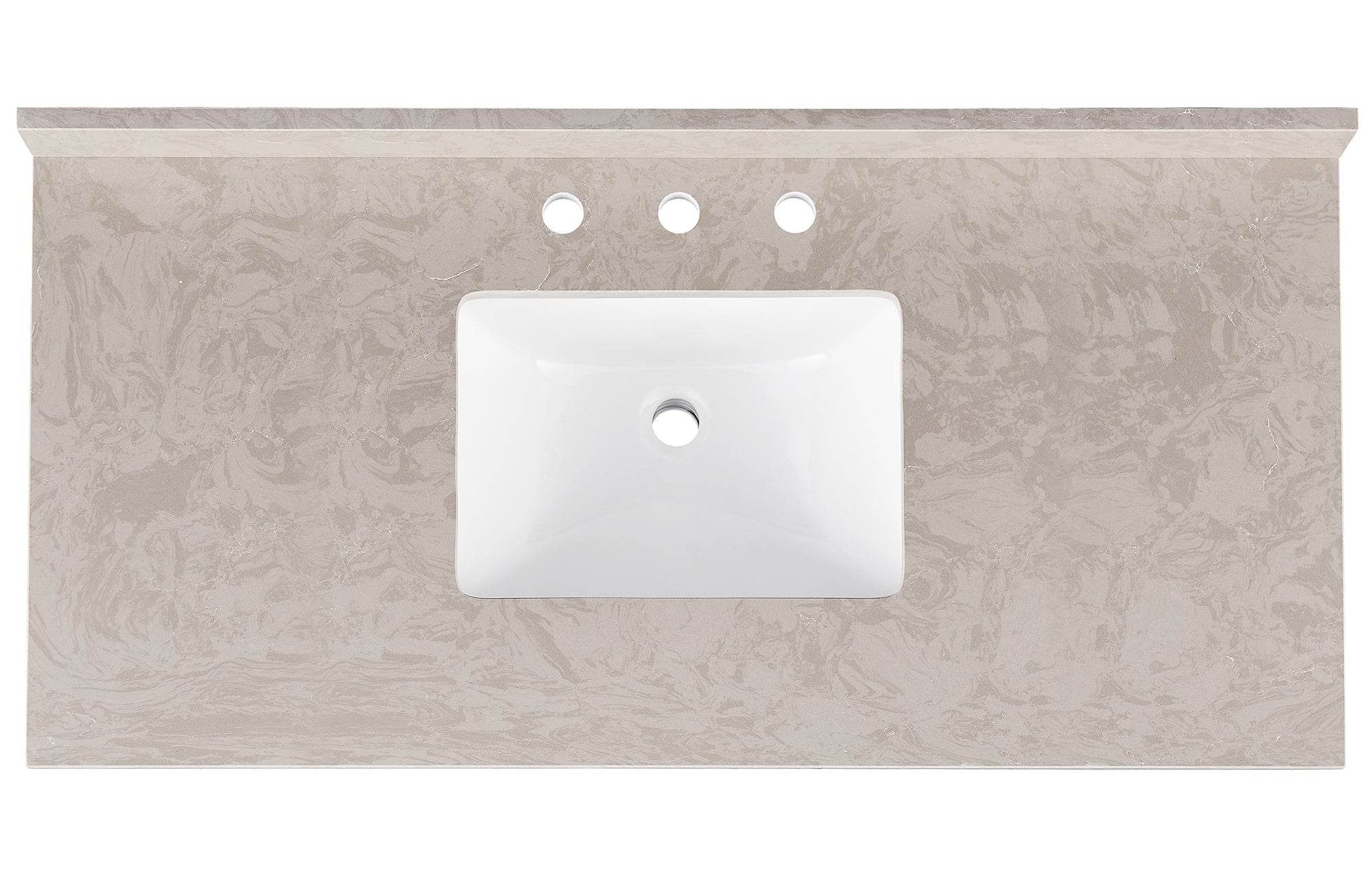 Amalfi 49W x 22D White Engineered Marble Bathroom Vanity Top with Rectangular Undermount Sink - Perfect for Modern Master Bath & Powder Room Renovations