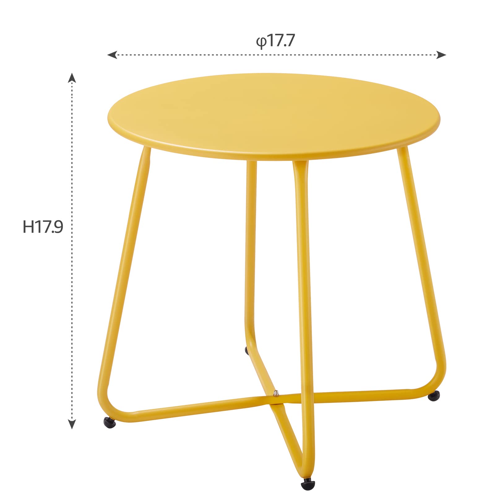 **Waterproof Round Metal Side Table - Small Outdoor & Indoor End Table, Weather Resistant Steel Patio Table for Garden, Balcony, Yard (Yellow) - Perfect for Coffee, Books & Drinks**