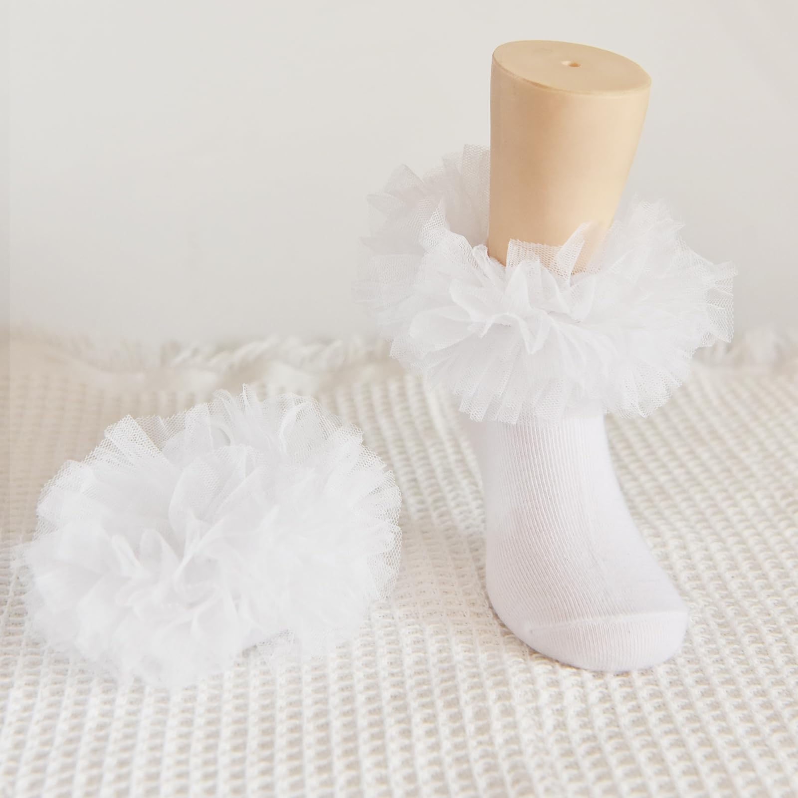 Fluffy Ruffled Edge Princess Dress Socks for Girls - Lace Dance Socks for Newborn, Baby, Toddler - Perfect for Ballet, Parties & Special Occasions
