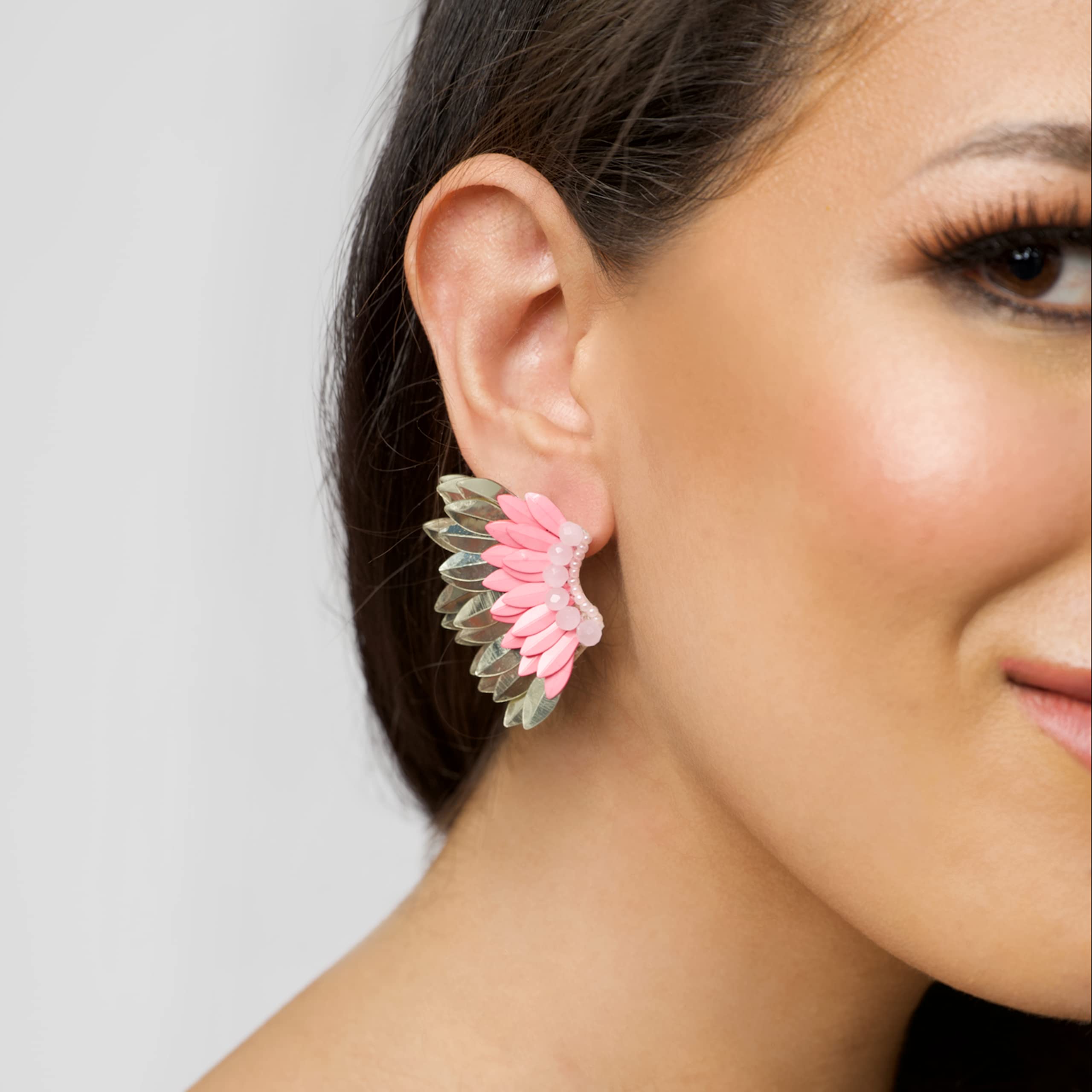 Angel Wing Earrings for Women - Handmade Beaded Butterfly Wing Stud Earrings, Small Statement Prom Jewelry for Girls | Perfect for Prom, Parties, Weddings & Everyday Wear