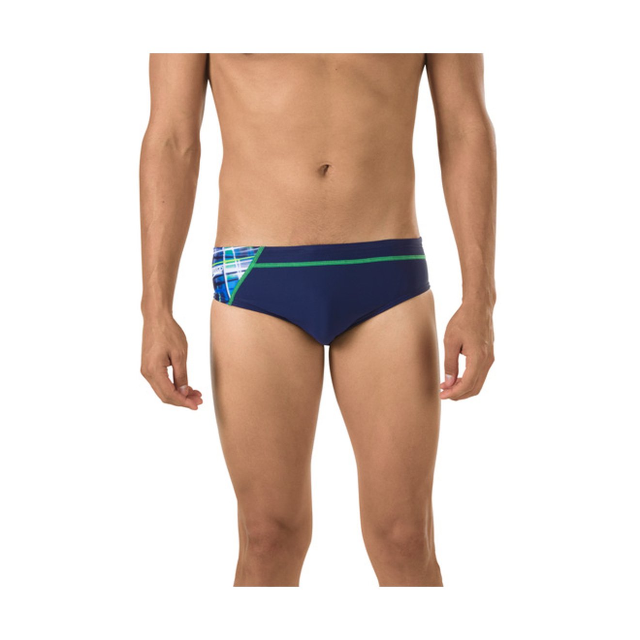 Speedo Men's Powerflex Eco Laser Sticks Brief - Fast-Drying Swim Briefs for Competitive Swimming & Training - Perfect for Lap Swimming, Water Polo & Triathlons
