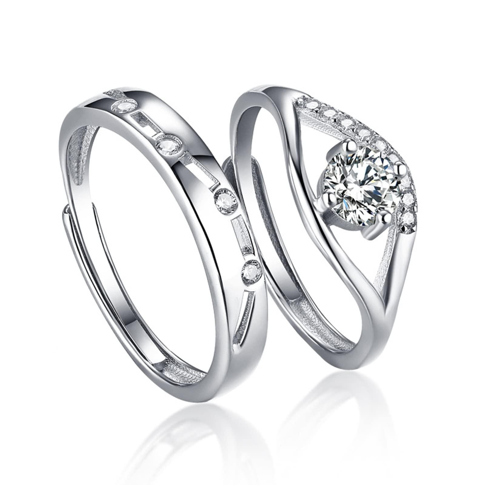 Stylish Cubic Zirconia Sterling Silver Men's Engagement Ring - Hollow Eye Design Wedding Band for Him | Perfect for Proposals, Anniversaries & Special Occasions