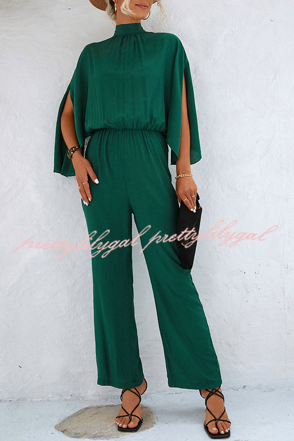 Elegant Solid Color Slit Back Lace Up Hollow Long Sleeve Jumpsuit for Women | Chic Party & Evening Wear | Perfect for Date Night, Cocktail Parties & Special Occasions