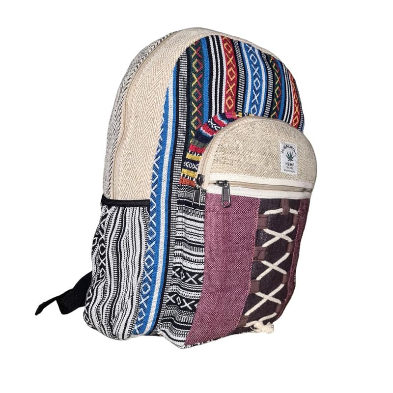 Eddika Natural Vegan Large Hemp Backpack for Men & Women - Eco-Friendly Himalayan Hiking Backpack with Adjustable Straps | Perfect for Outdoor Adventures, Festivals, Travel & Daily Use