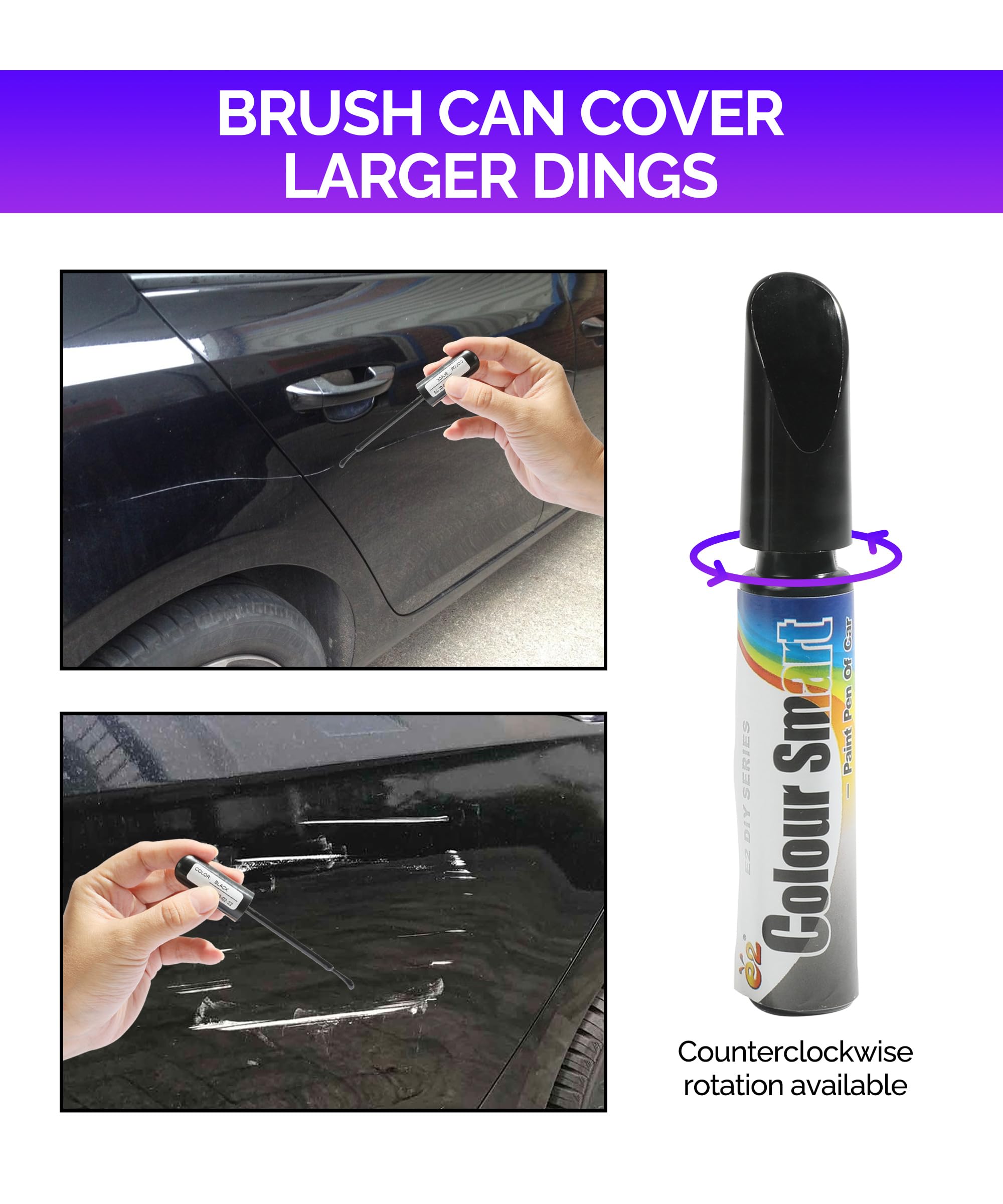 RACOONA Automotive Touch Up Paint Pen - Scratch Repair Kit for Cars (Black) | Perfect for Minor Scratches, Chips & Paint Damage | DIY Car Accessories for Quick Fixes at Home or On The Go