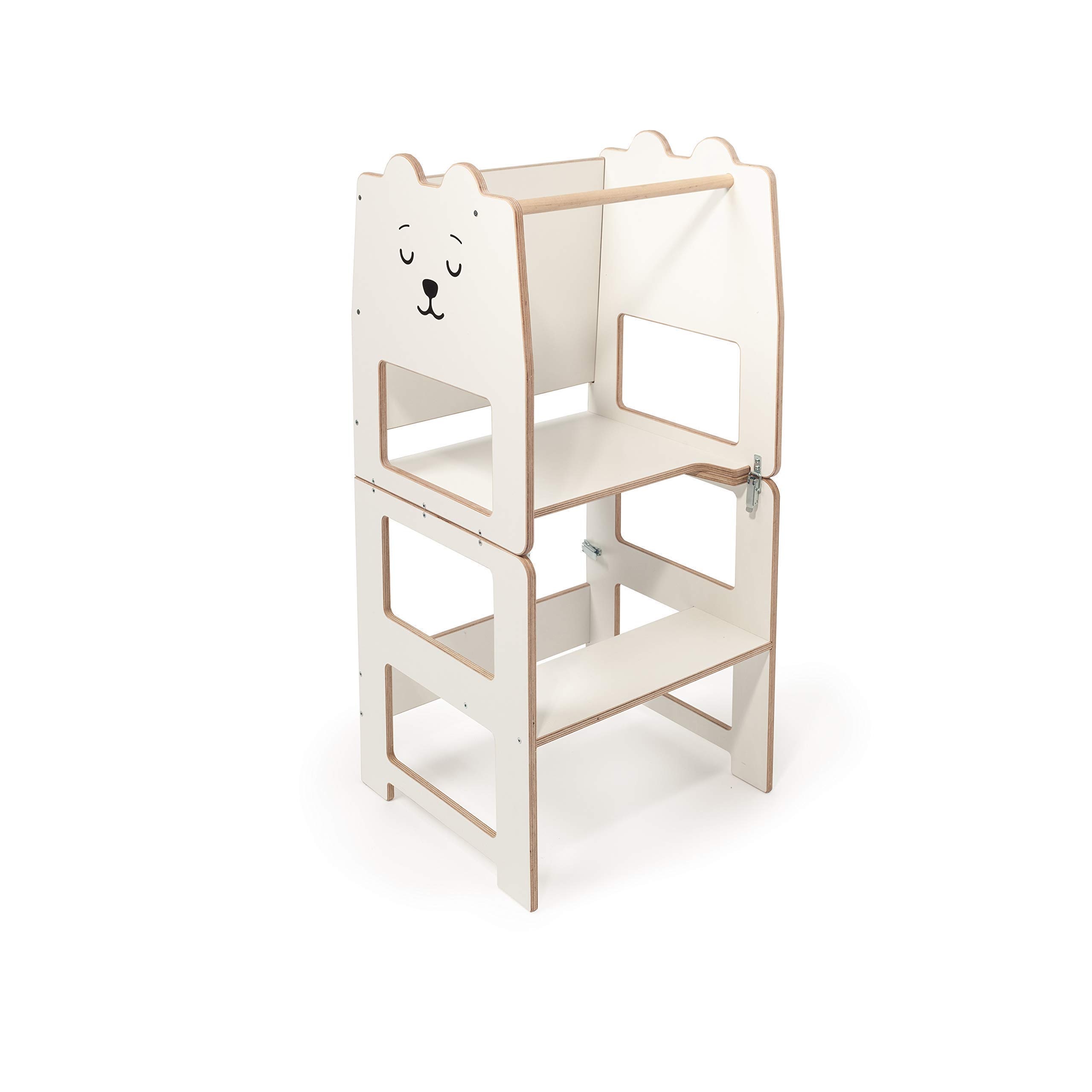 Convertible Kitchen Helper Stool for Toddlers - Adjustable Learning Tower with Blackboard | Safe Step-Up Stool for Kids Baking, Cooking & Learning Activities