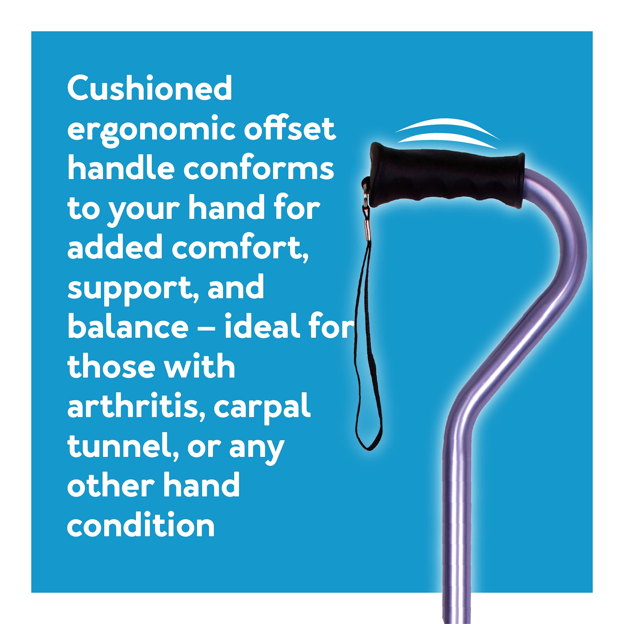 Carex Adjustable Walking Cane with Soft Cushioned Handle - Lightweight Support Cane for Men & Women - Black Mobility Aid for Seniors & Injury Recovery - Indoor & Outdoor Use