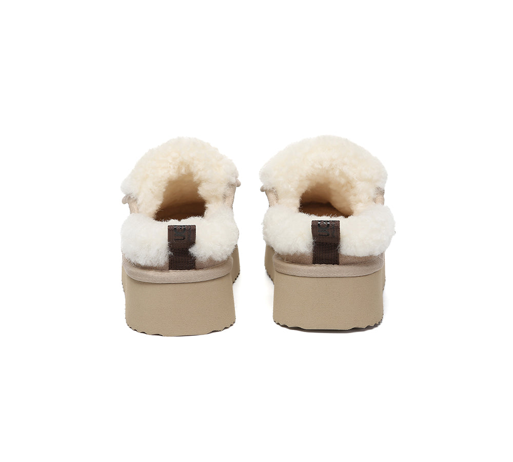 Australian Shepherd® UGG Slippers - Genuine Sheepskin Wool Platform Slides for Women & Men - Cozy Indoor/Outdoor House Shoes for Winter Comfort