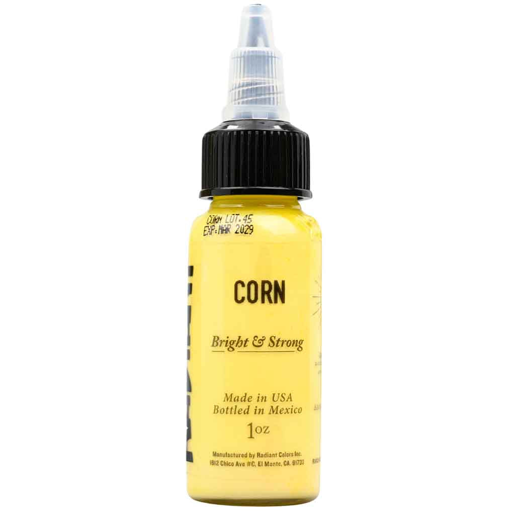 Premium Corn Radiant Tattoo Ink - 1 oz Bottle for Professional Tattoo Artists | Vibrant, Long-Lasting Pigment for Tattoo Designs & Body Art