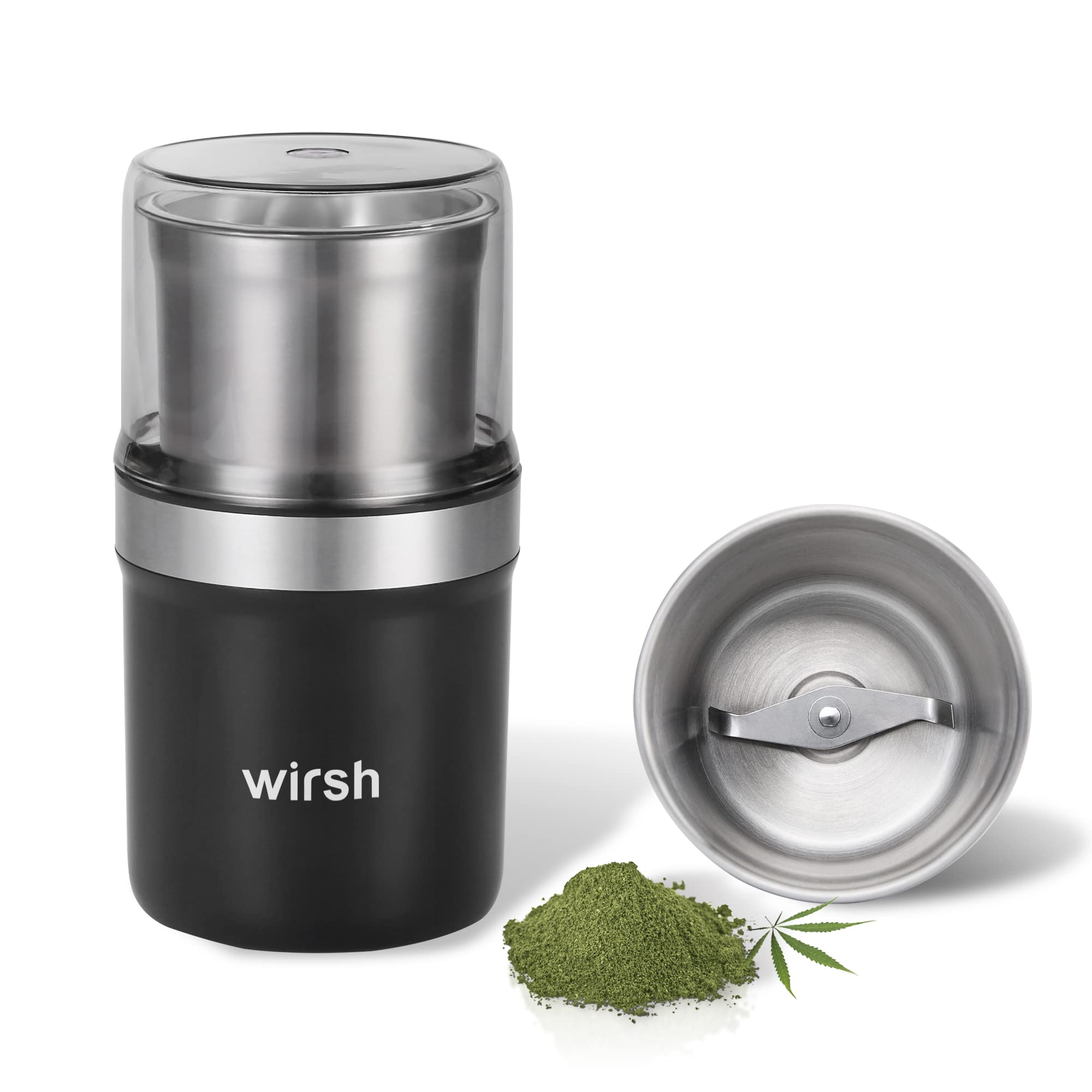 Electric Coffee Grinder & Spice Grinder - 200W Powerful Motor with 5.3oz Stainless Steel Bowl for Coffee Beans, Herbs, Nuts & Grains - One-Touch Operation & Pollen Catcher - Perfect for Home Kitchens & Coffee Shops