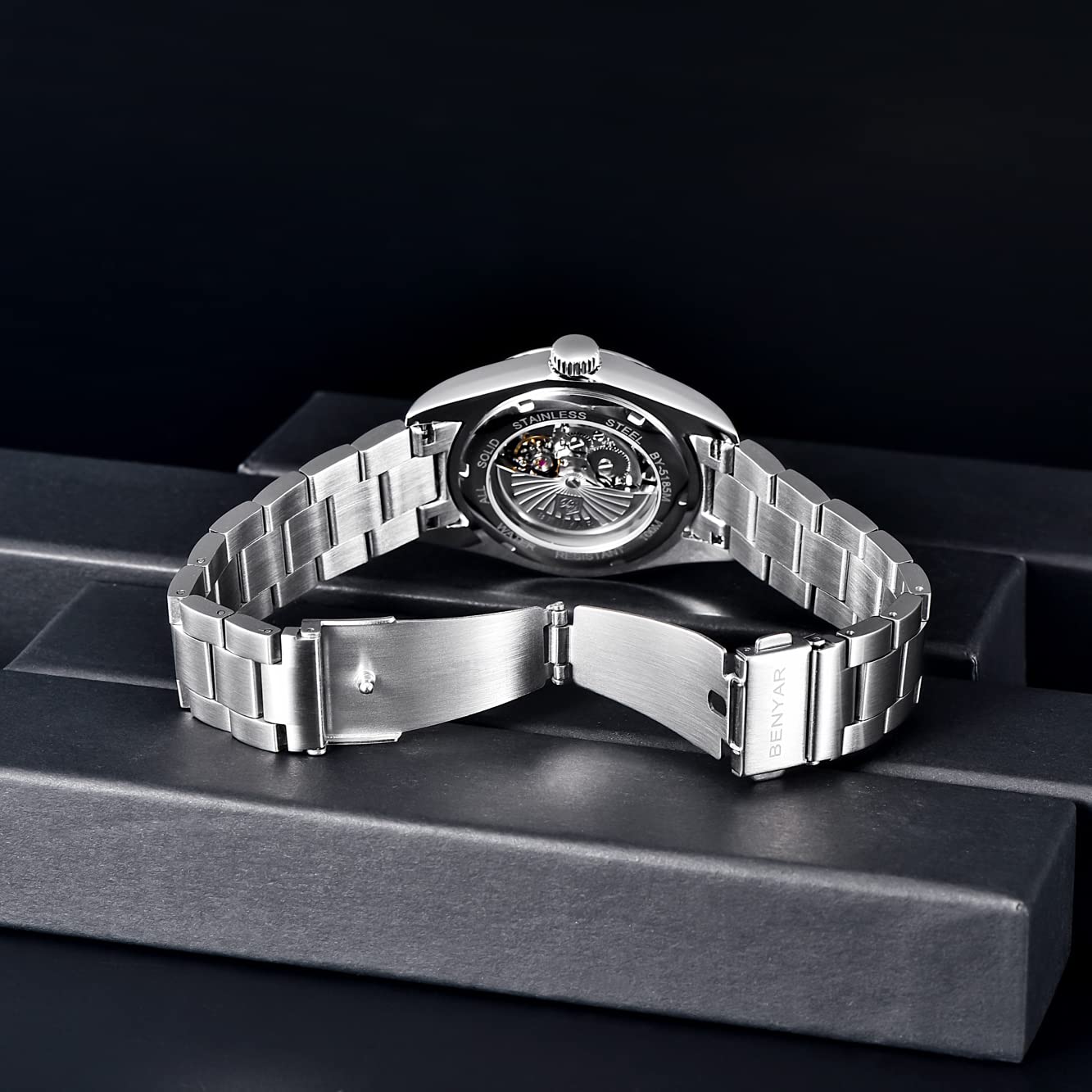 BENYAR Classic Men's Automatic Mechanical Watch - Stainless Steel Strap, Waterproof, Luminous - Business & Sports Wristwatch for Office, Formal Events & Outdoor Activities