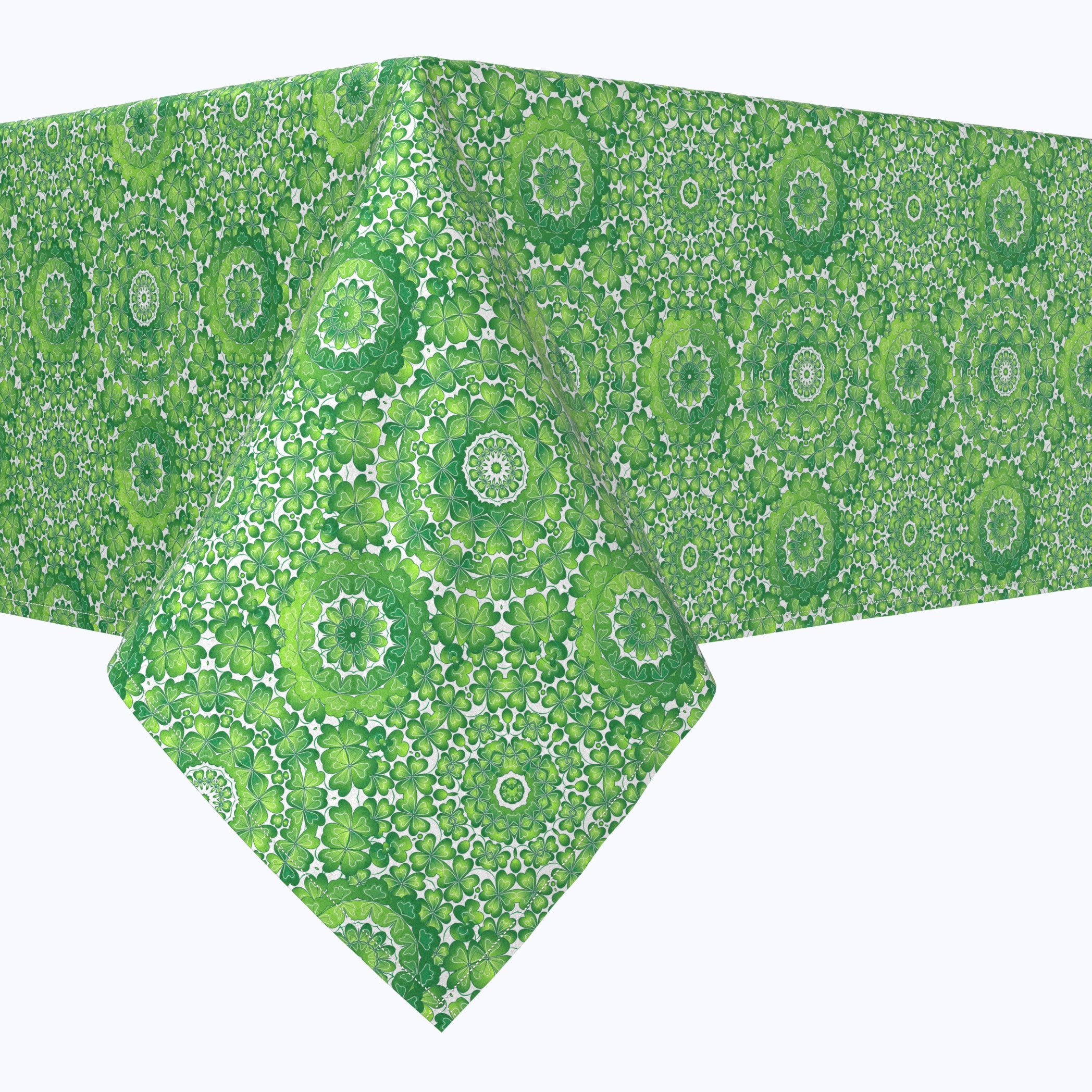 4 Leaf Clover Swirls Rectangle Tablecloths - St. Patrick's Day Party Decor, Irish Themed Dining Table Cover for Home & Restaurant Use