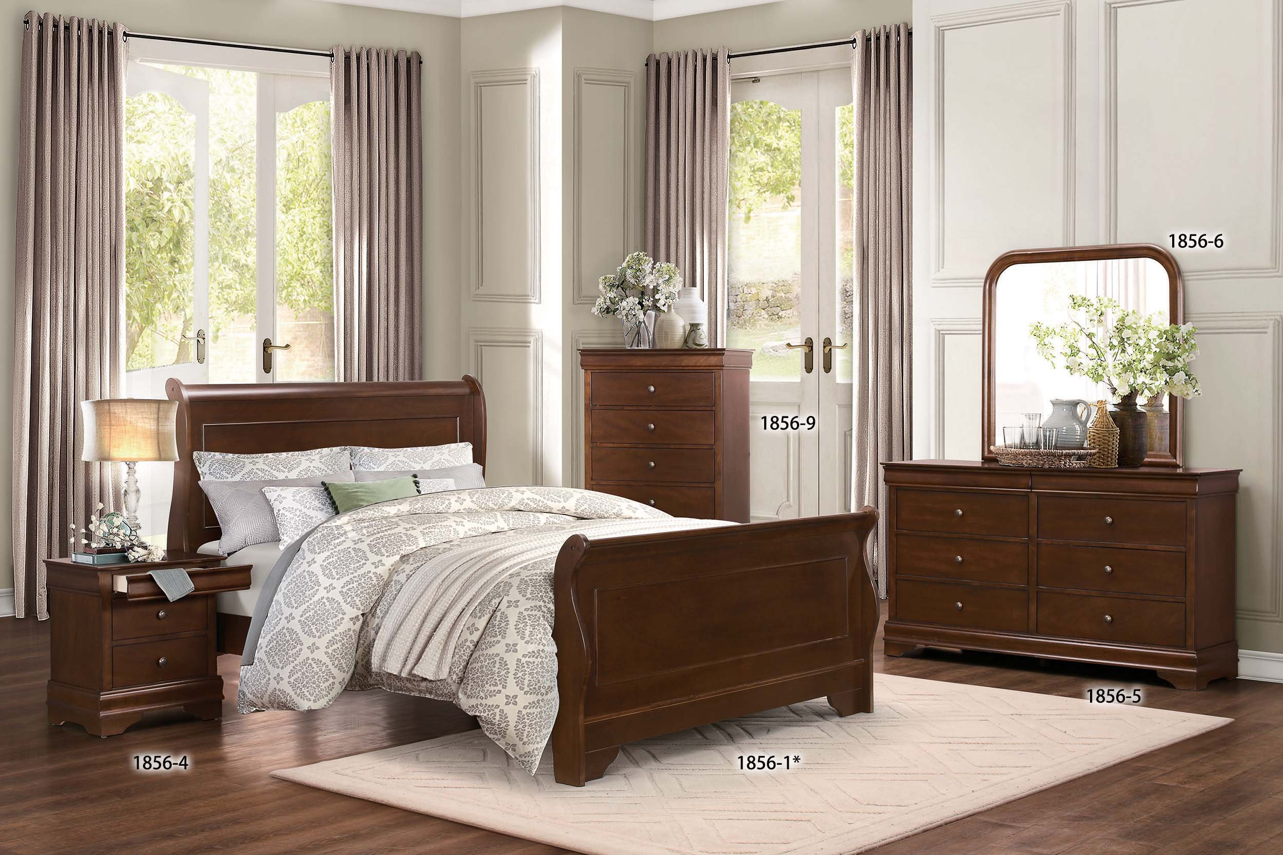 Homelegance Abbeville 2-Drawer Nightstand in Cherry Finish - Modern Bedside Table for Bedroom, Living Room, or Guest Room Storage