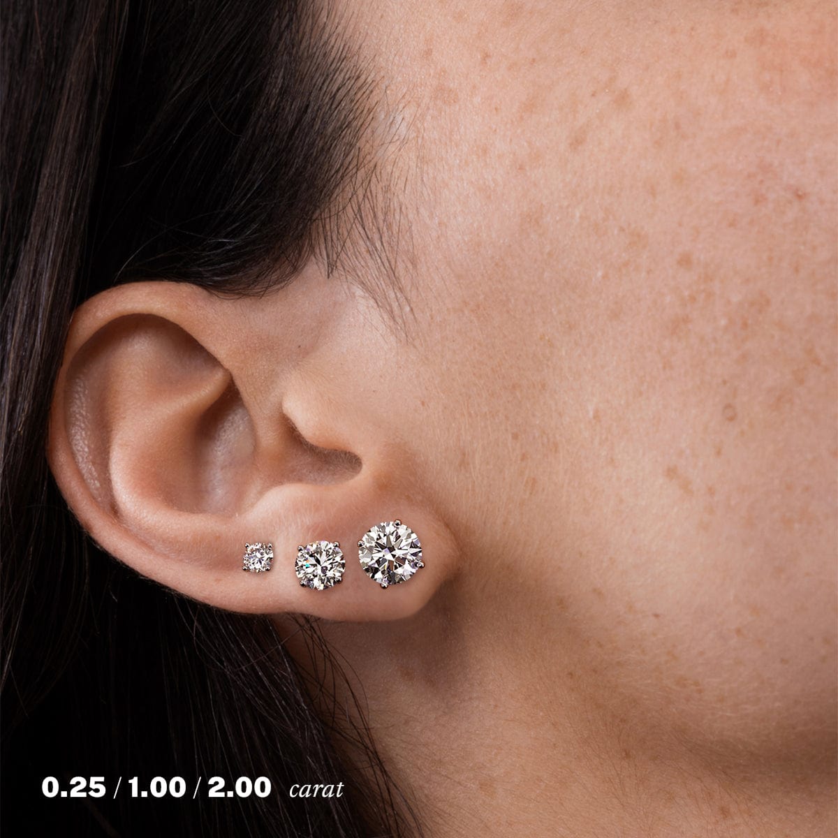 2 Carat Round Diamond Stud Earrings 14K White Gold - Perfect for Weddings, Anniversaries & Special Occasions